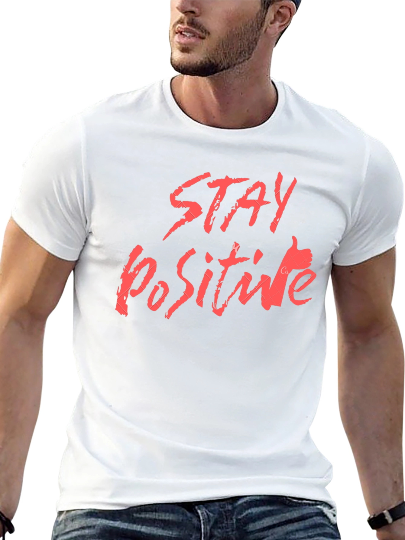 Black Stay Positive Graphic Tee - Black Cotton T-Shirt view 13