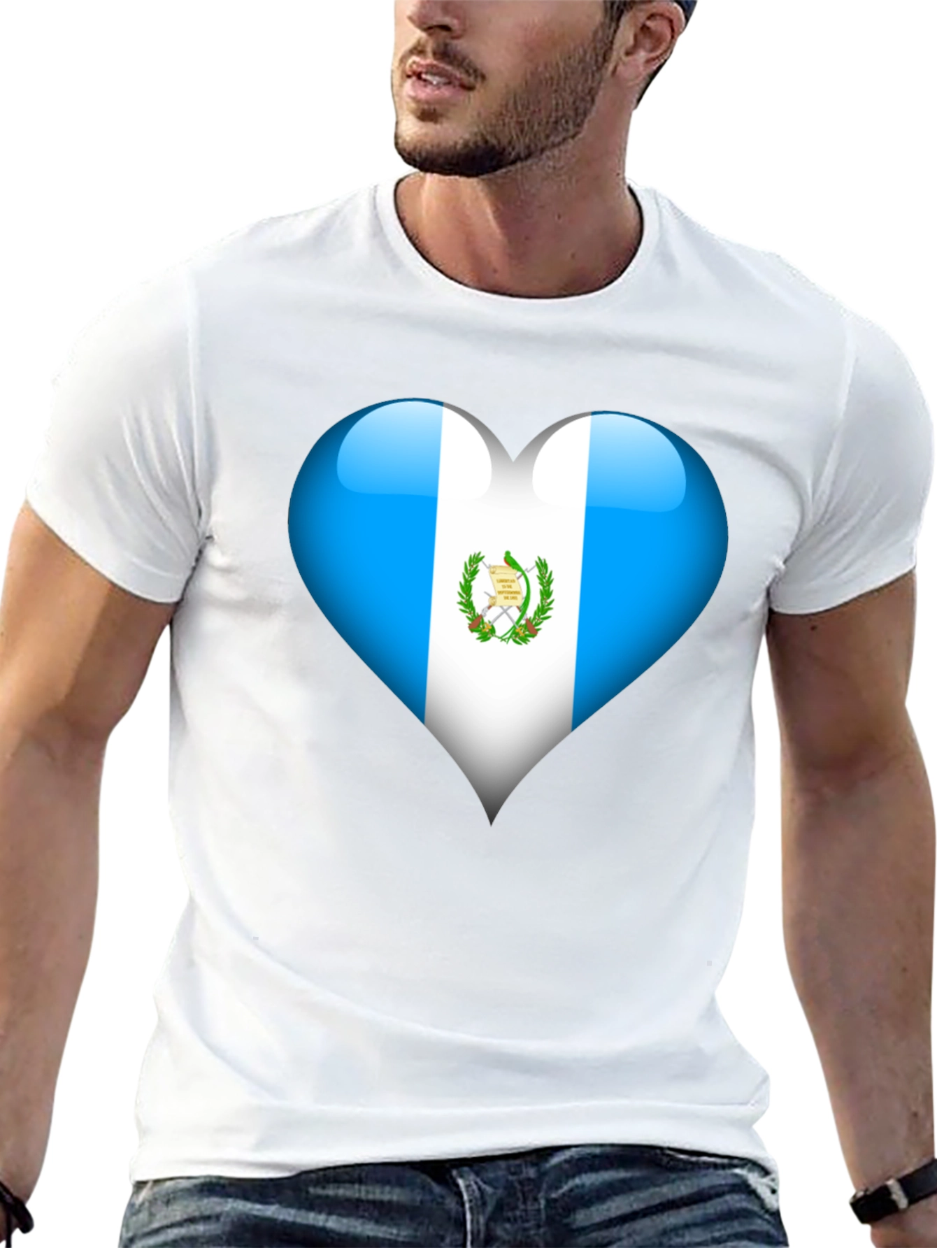 Guatemala Flag Heart T-Shirt - Black - 13