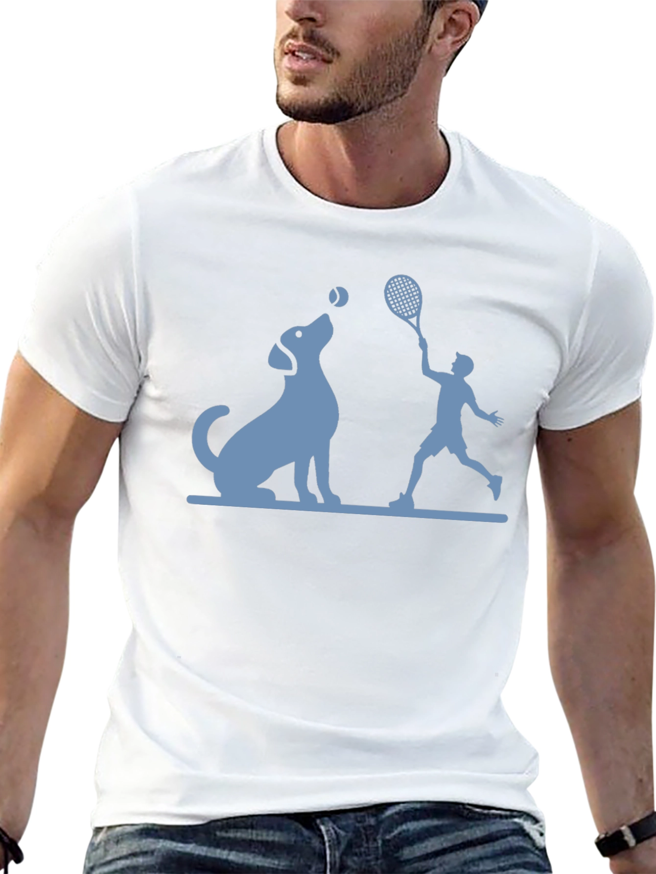 Black Dog & Tennis Player Graphic T-Shirt view 13