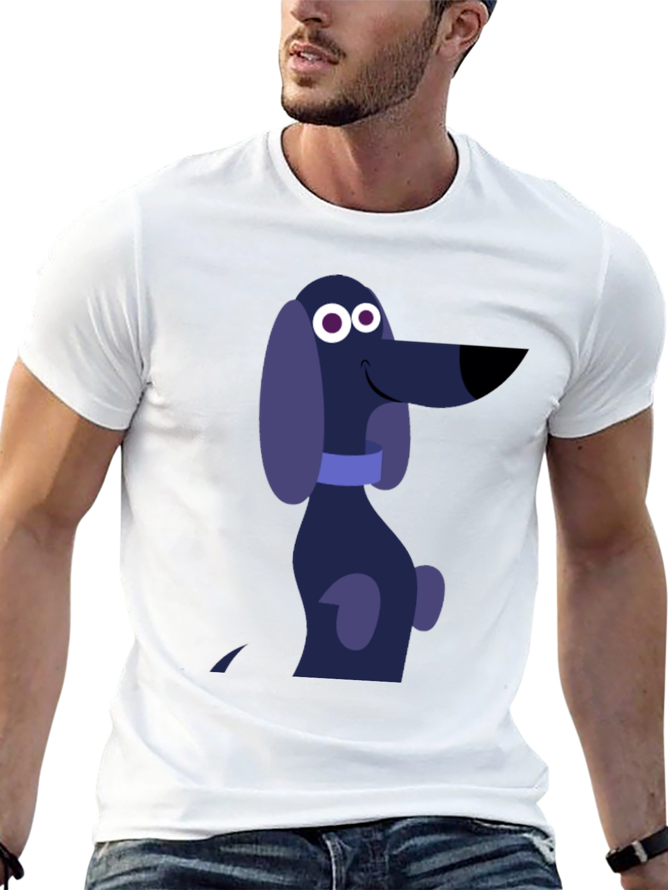 Black Cartoon Dog Graphic T-Shirt - Black Cotton Tee view 13