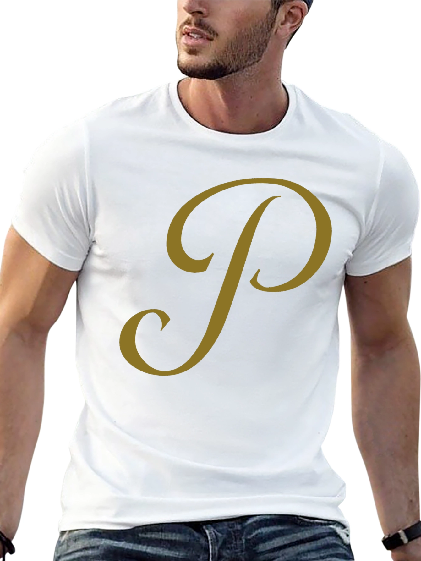 Black Classic Black Tee with Gold Script Design view 13