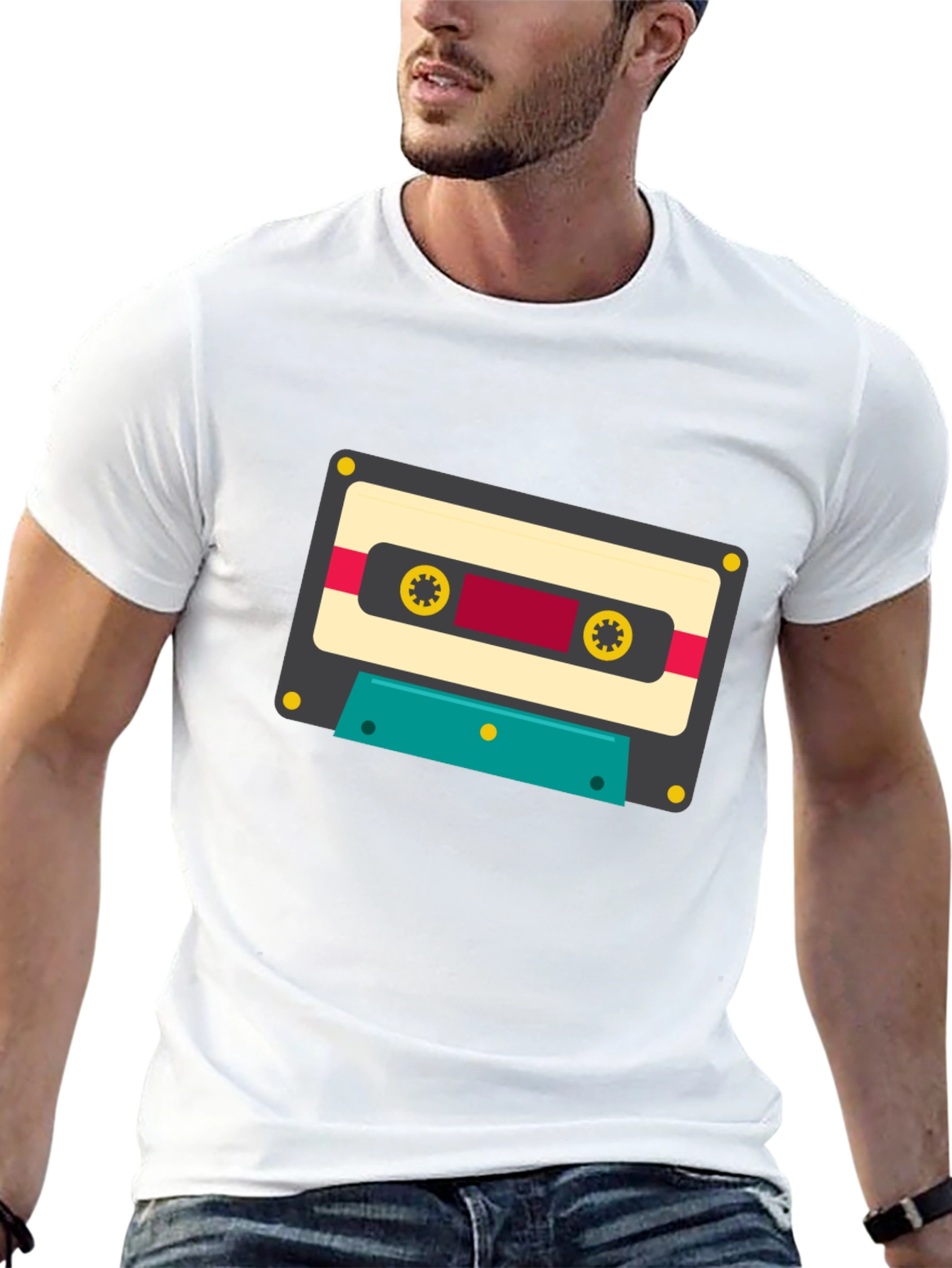 Black Retro Cassette Tape Graphic Tee - Black Cotton Blend view 13