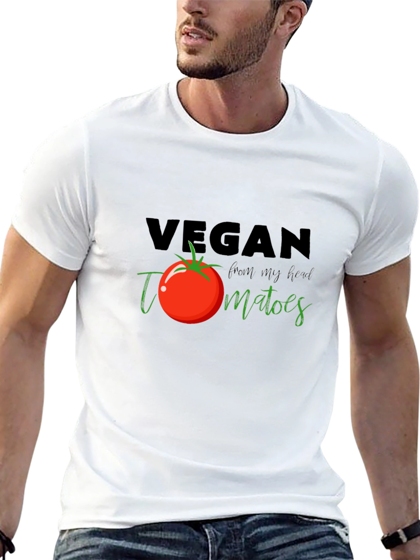 Black Vegan Tomato T-Shirt - Fresh From My Head Tee view 13