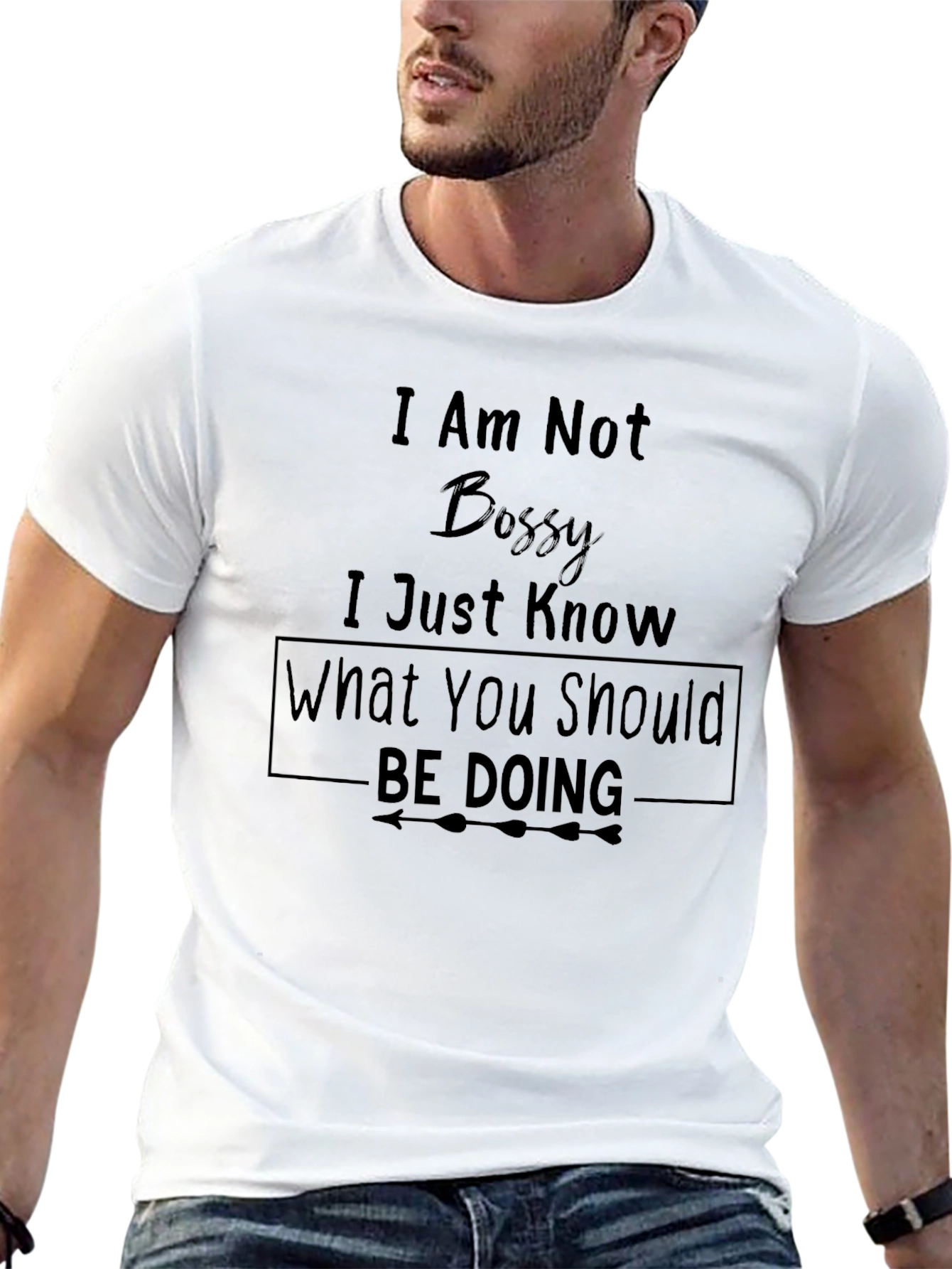 Black Funny "I am not bossy" Black Graphic Tee view 13