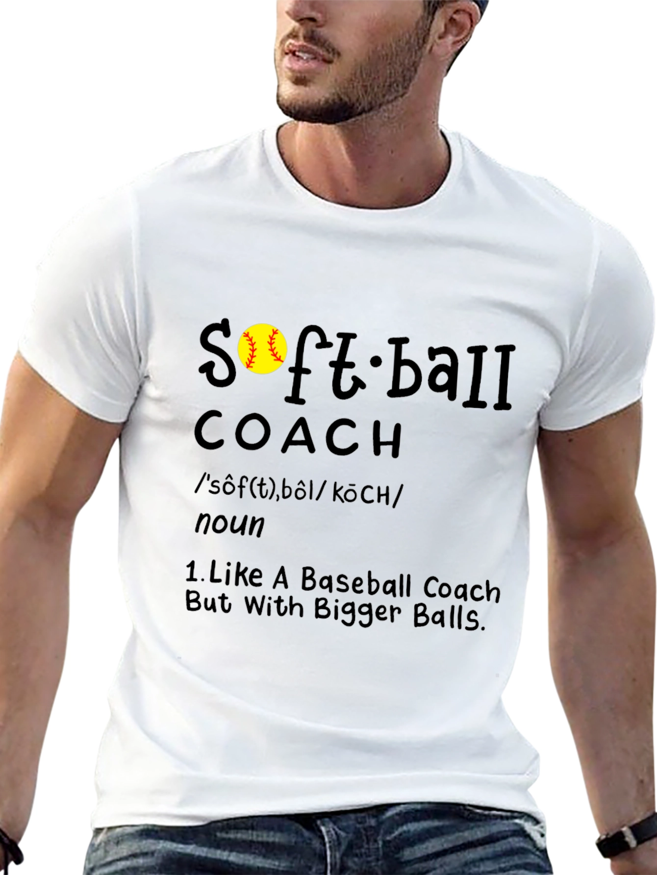 Black Softball Coach T-Shirt - Bigger Balls Humor Tee view 13