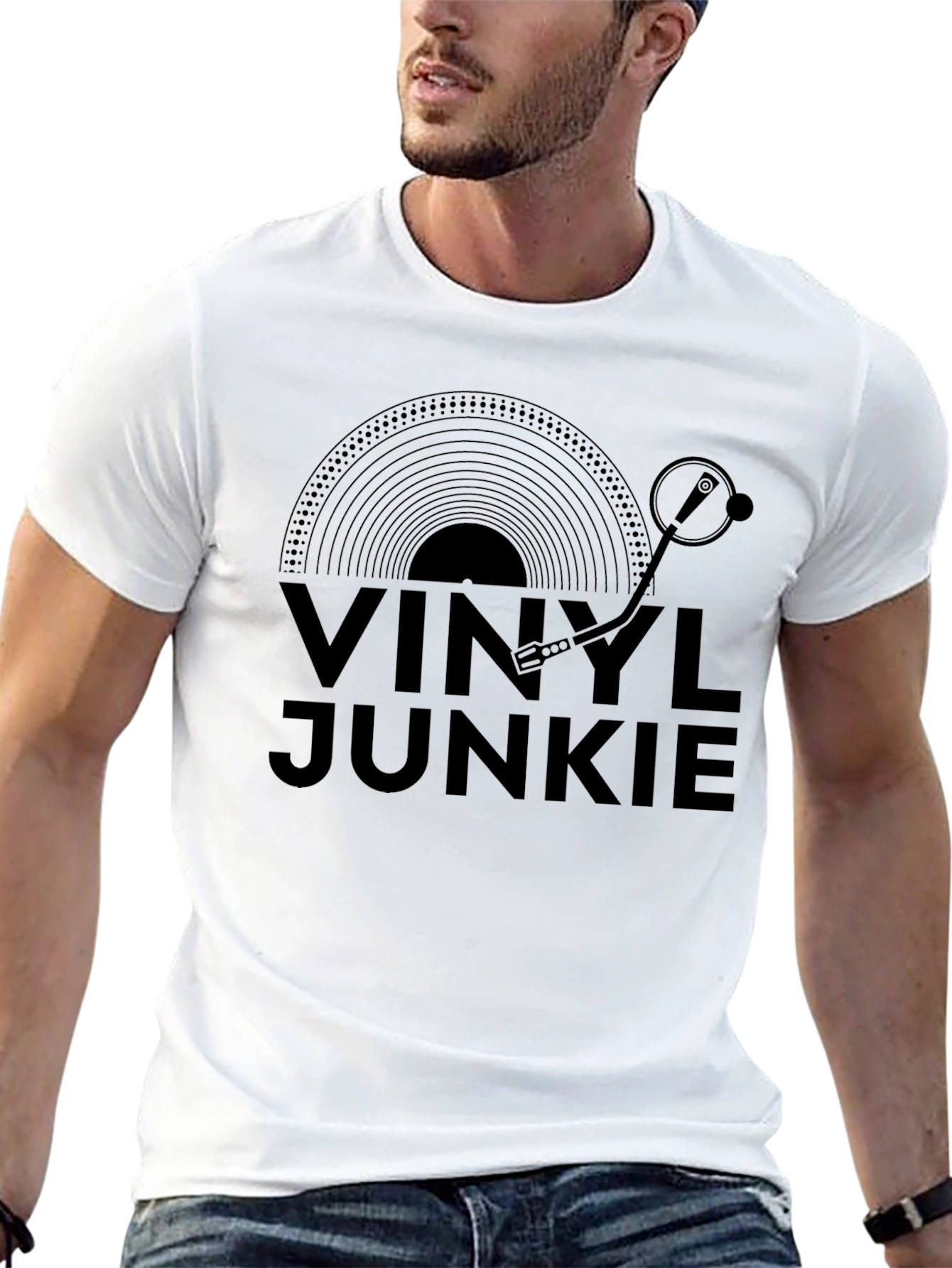 Black Vinyl Junkie Black T-Shirt - Music Lover Tee view 13