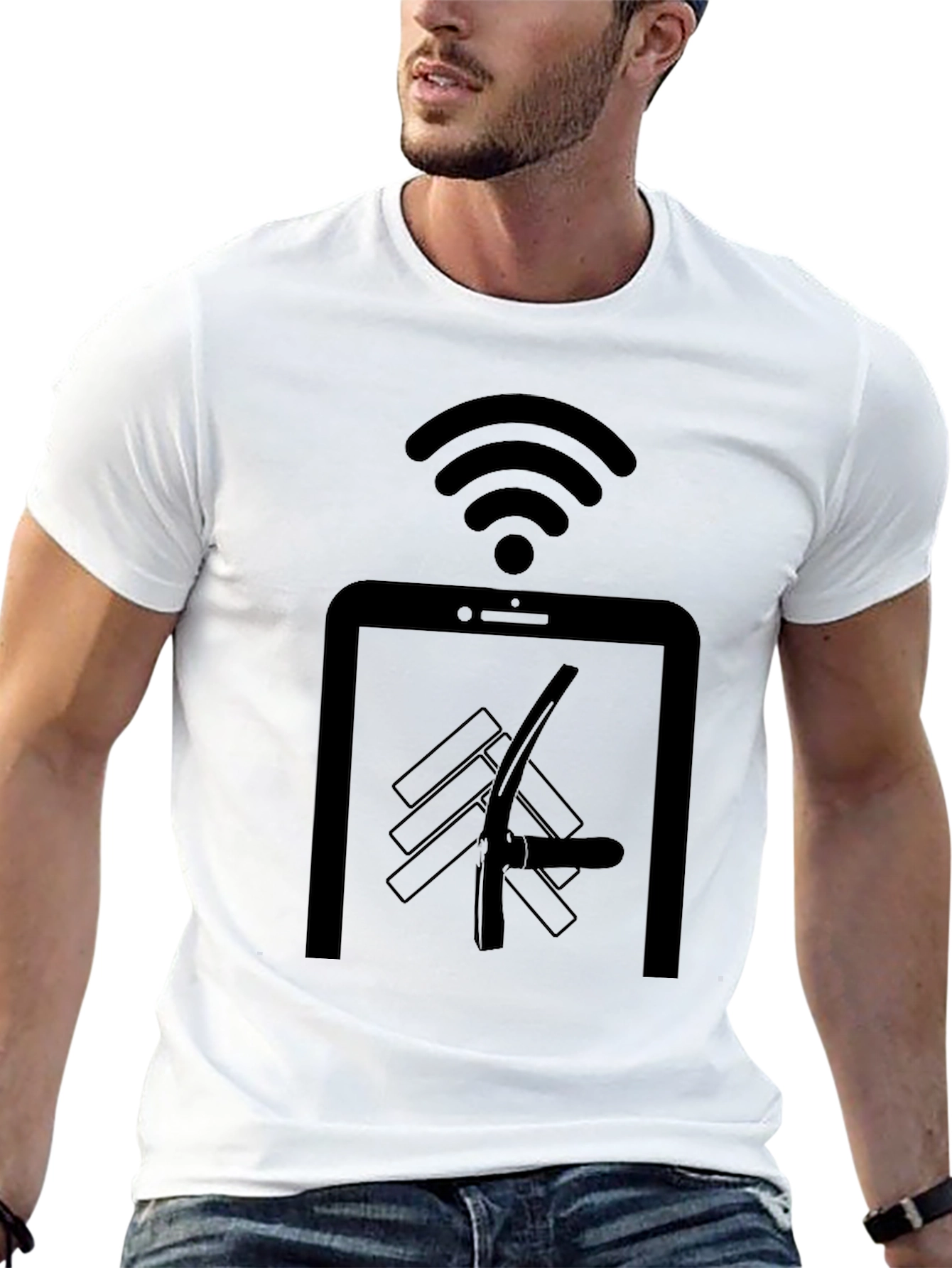 Black Novelty Black T-Shirt: Digital Detox Humor view 13