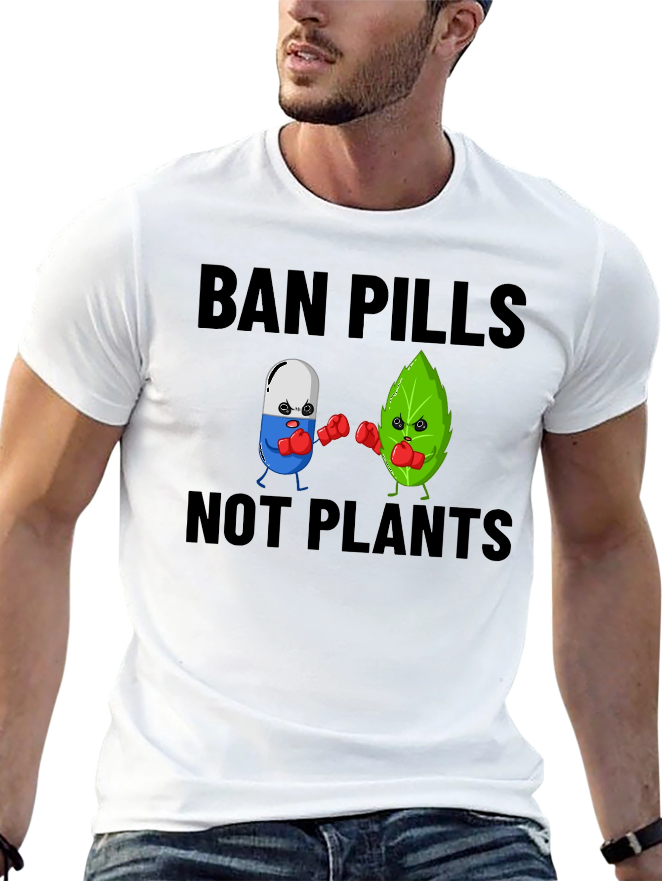 Black Ban Pills Not Plants Graphic T-Shirt view 13