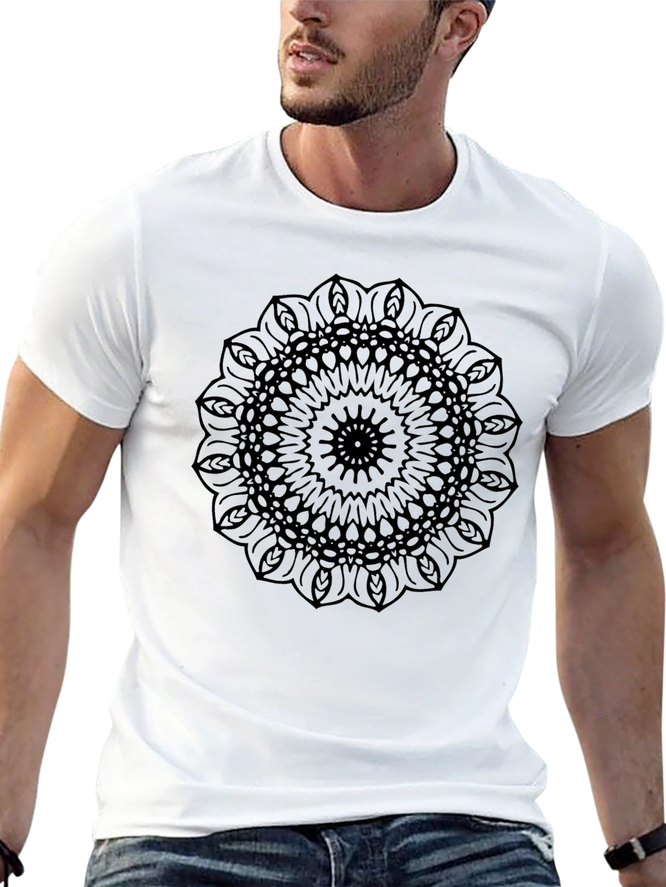 Black Black Mandala Graphic Tee - Modern Style view 13