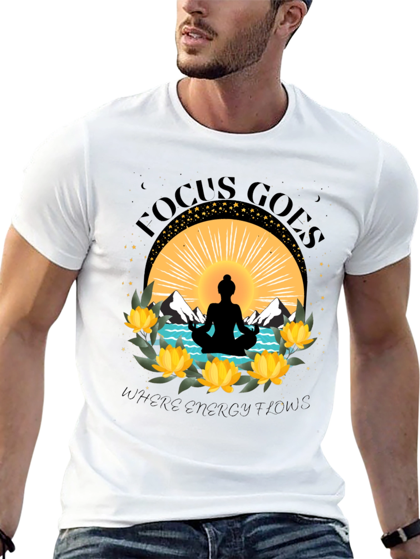 Focus Goes Where Energy Flows Yoga T-Shirt - 13
