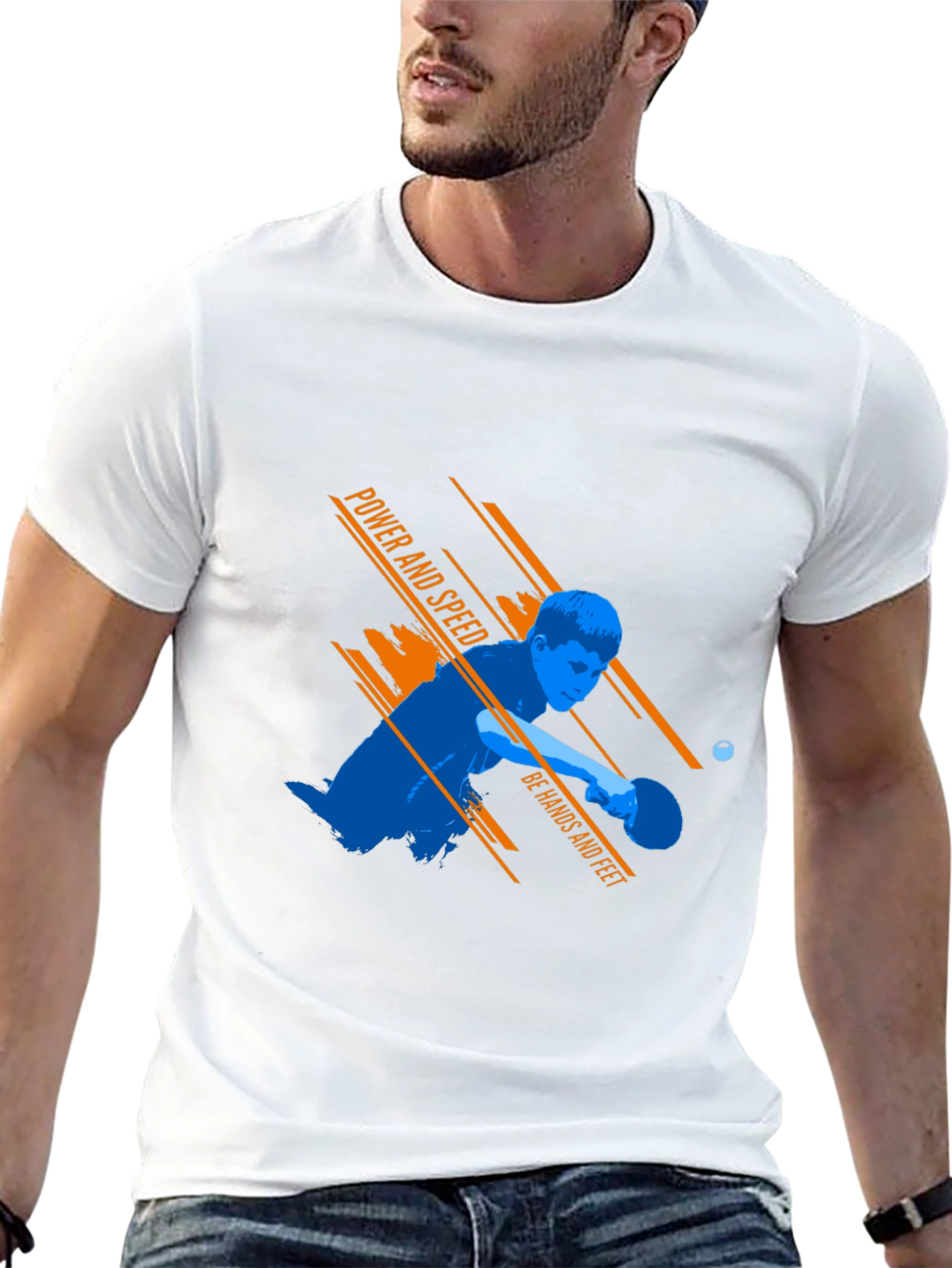 Black Power & Speed Table Tennis Graphic Tee view 13