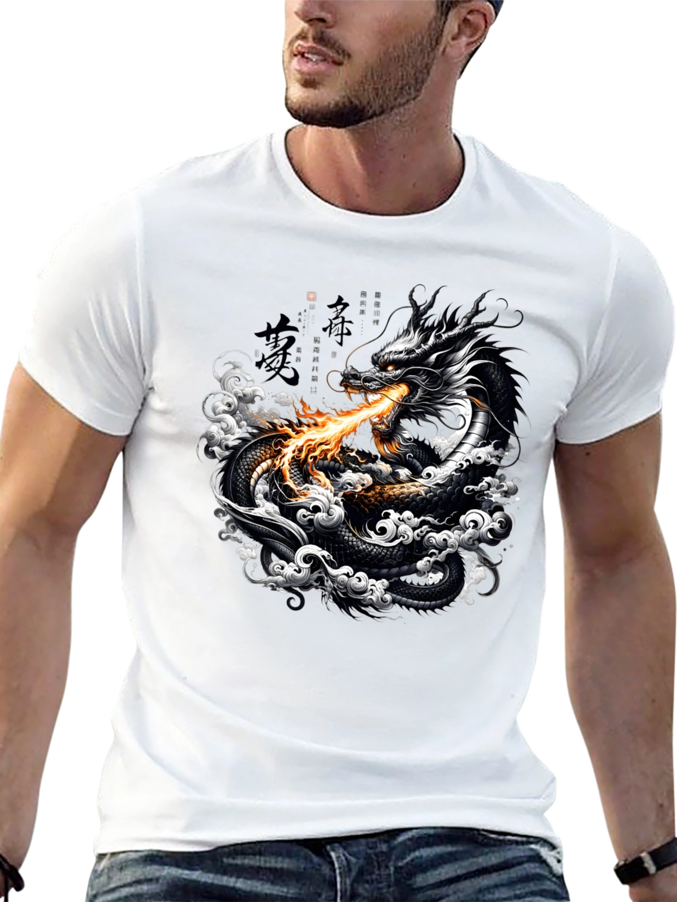 Black Dragon Fire Black Graphic Tee view 13