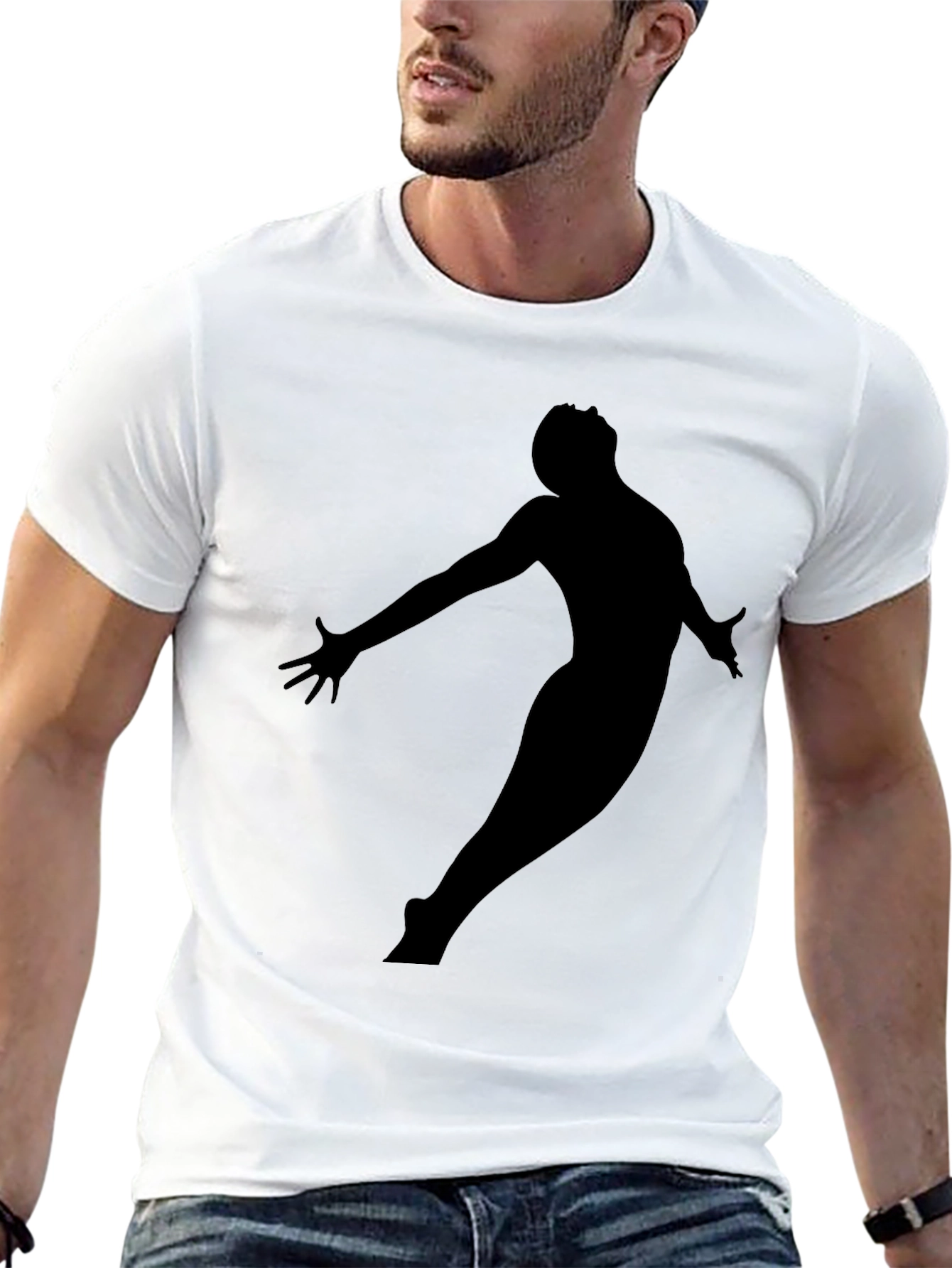 Black Silhouette Graphic Tee - Modern Black T-Shirt view 13