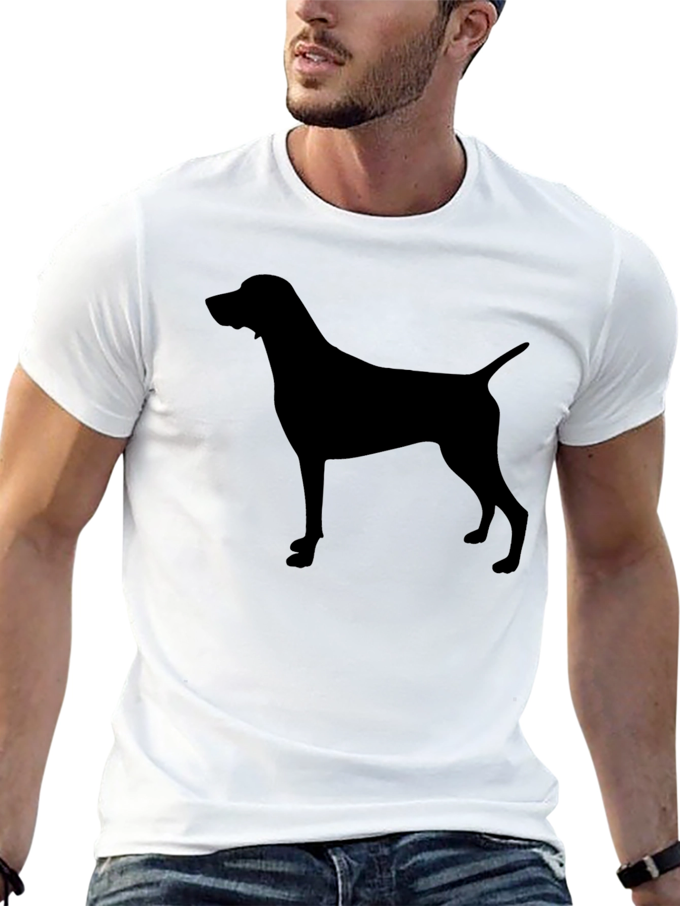 Men's Black Dog Silhouette T-Shirt - 13