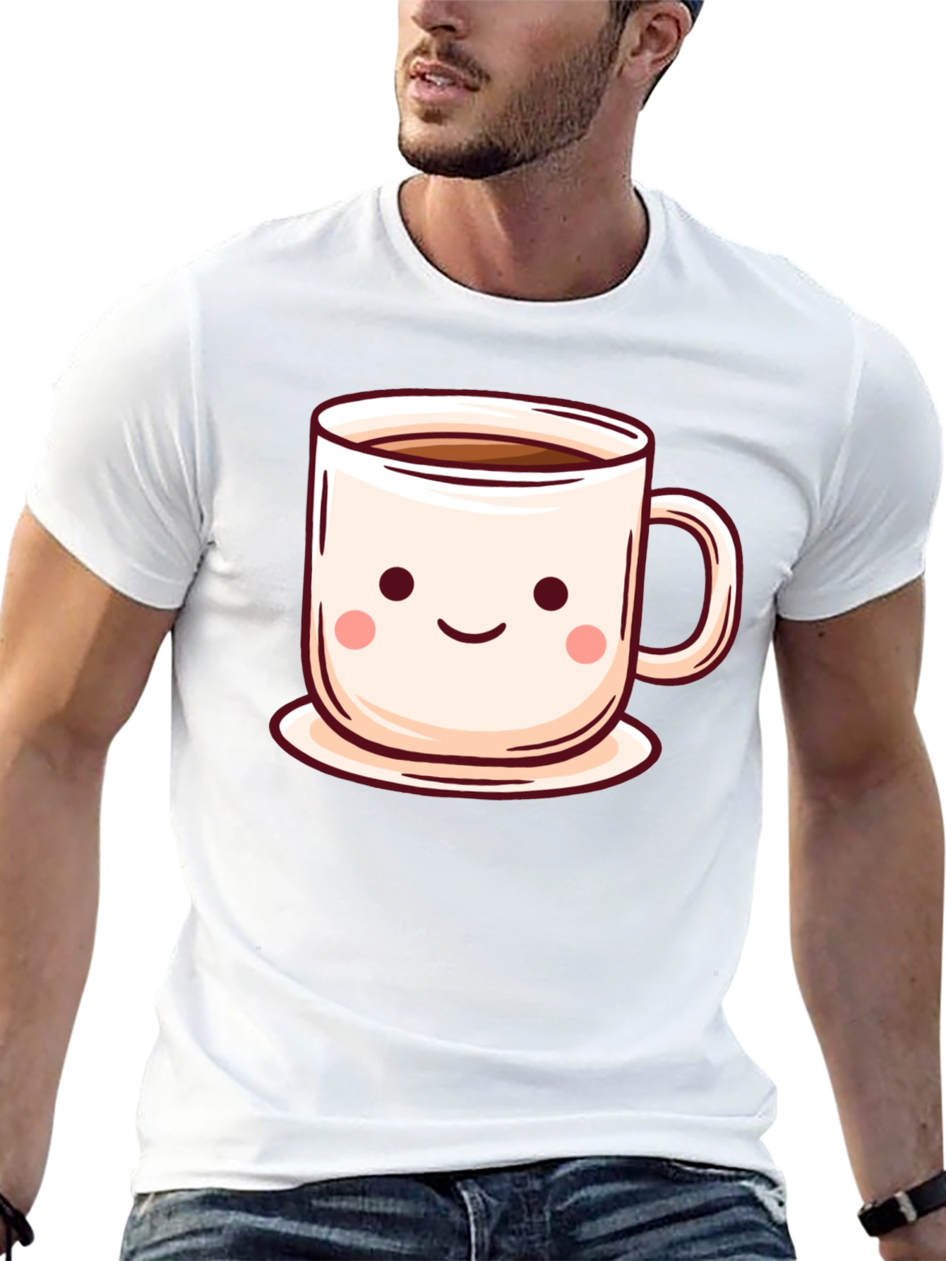 Black Cute Coffee Cup T-Shirt - Kawaii Style view 13