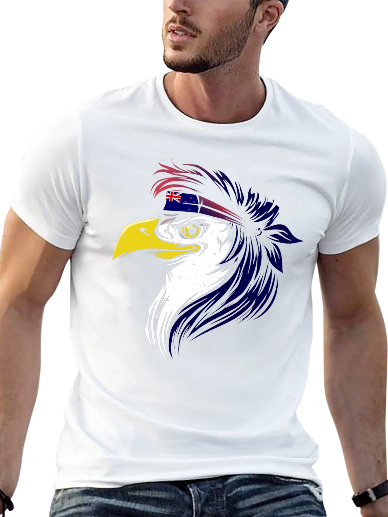 Eagle with New Zealand Flag Headband T-Shirt - 13