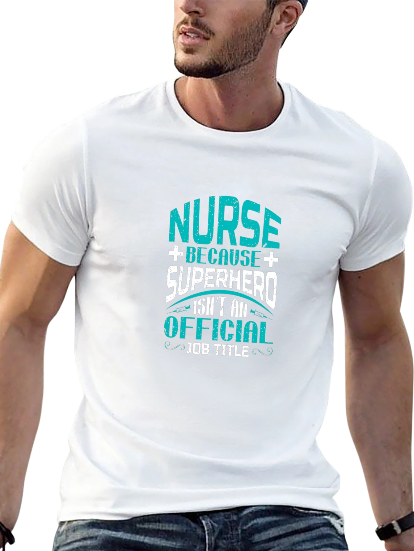 Black Nurse Superhero Graphic T-Shirt - Black Cotton Tee view 13
