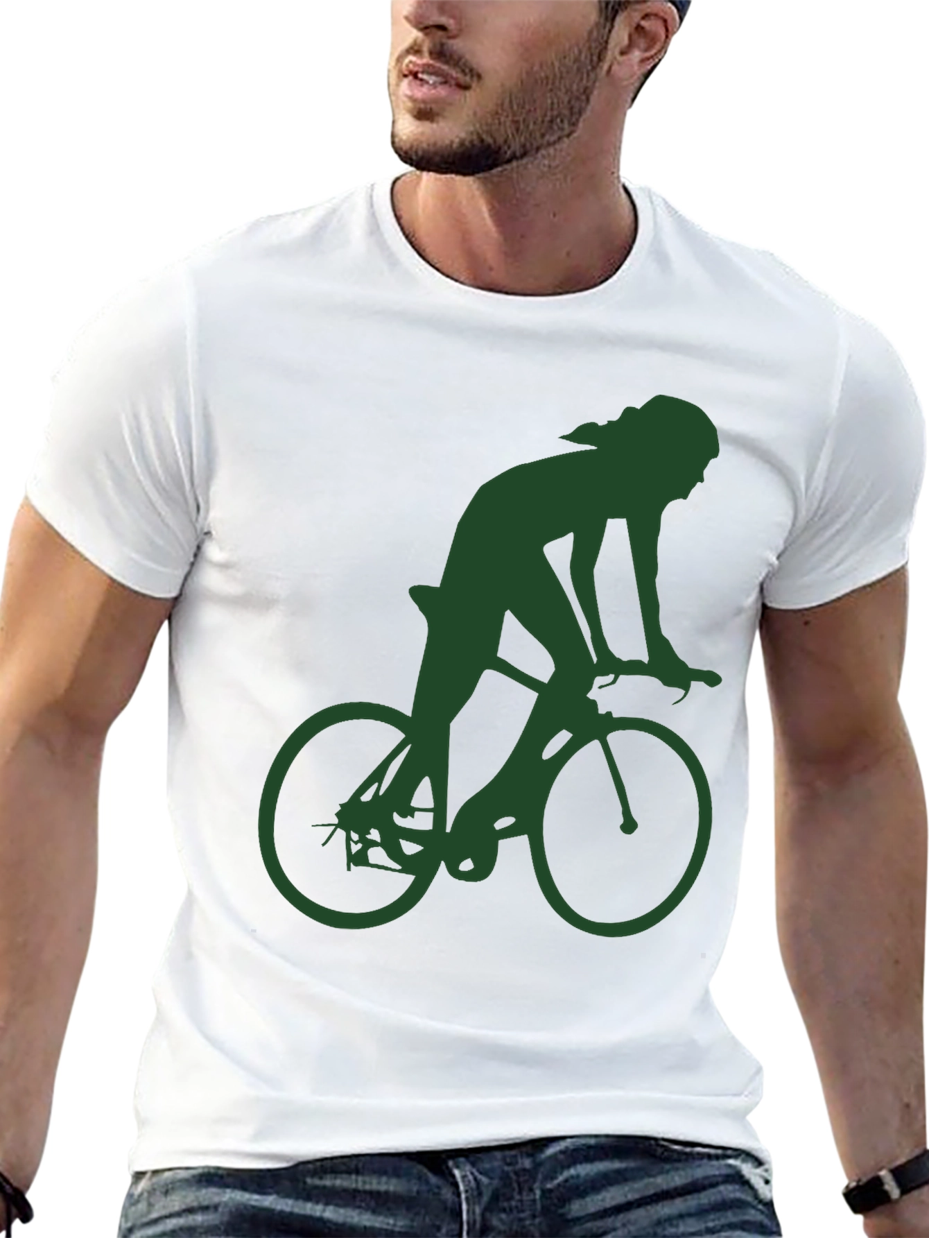 Black Cyclist Graphic Tee - Black Cotton Blend T-Shirt view 13