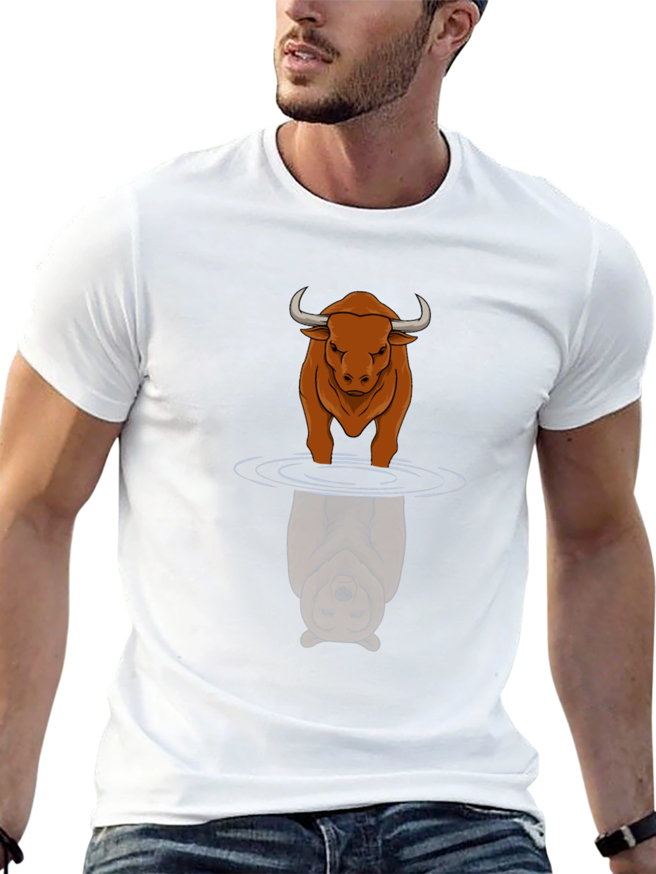 Black Bull & Bear Reflection T-Shirt - Stock Market Apparel view 13