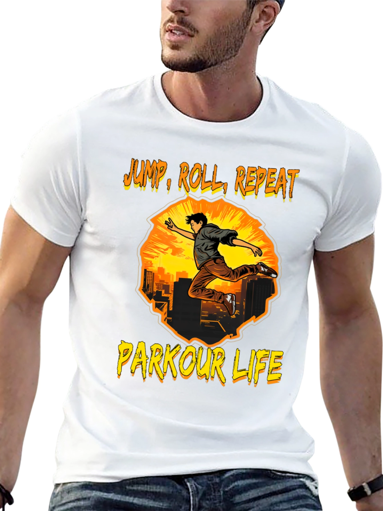 Black Parkour Life T-Shirt - Jump, Roll, Repeat view 13