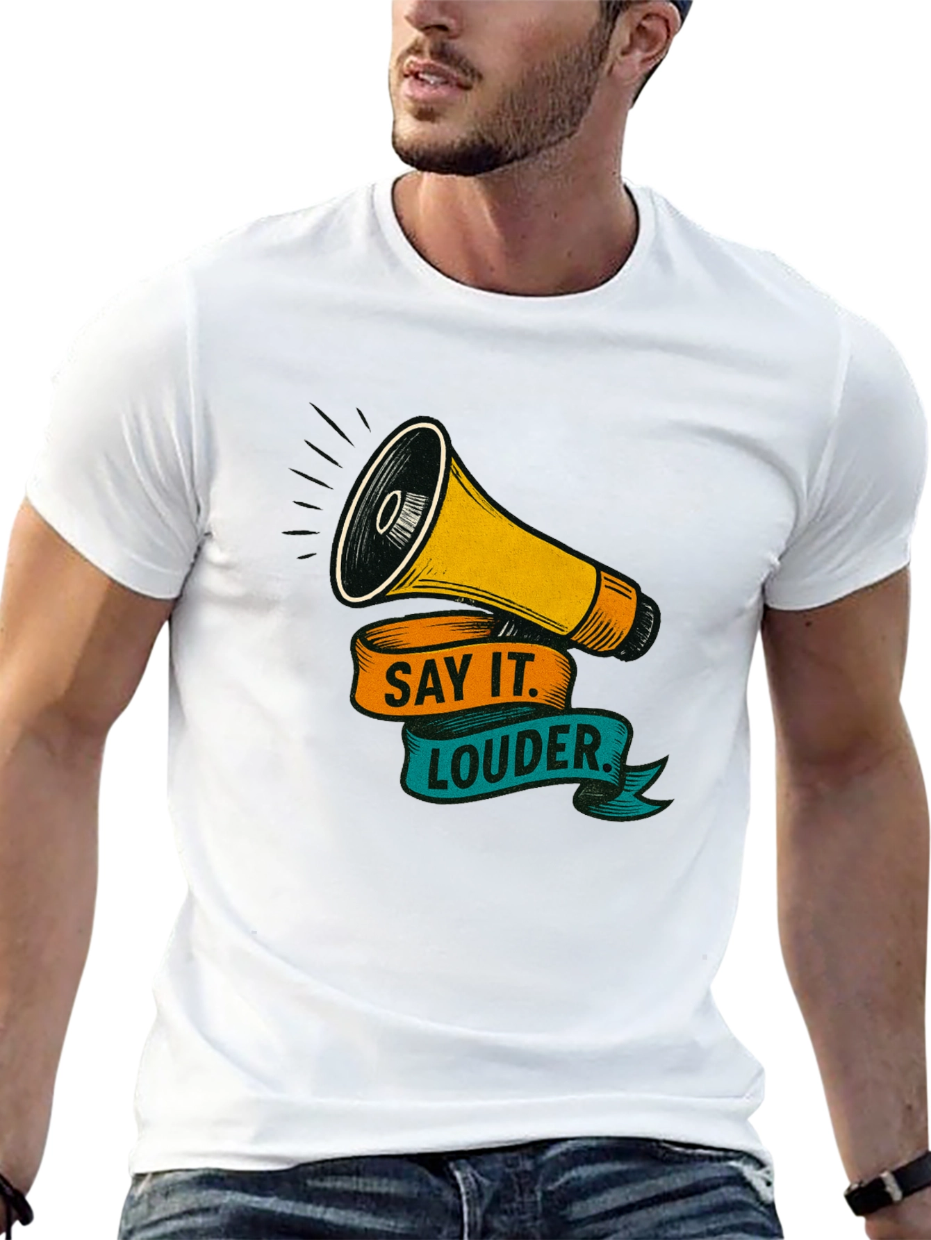 Black Say It Louder Graphic Tee - Bold Statement Shirt view 13