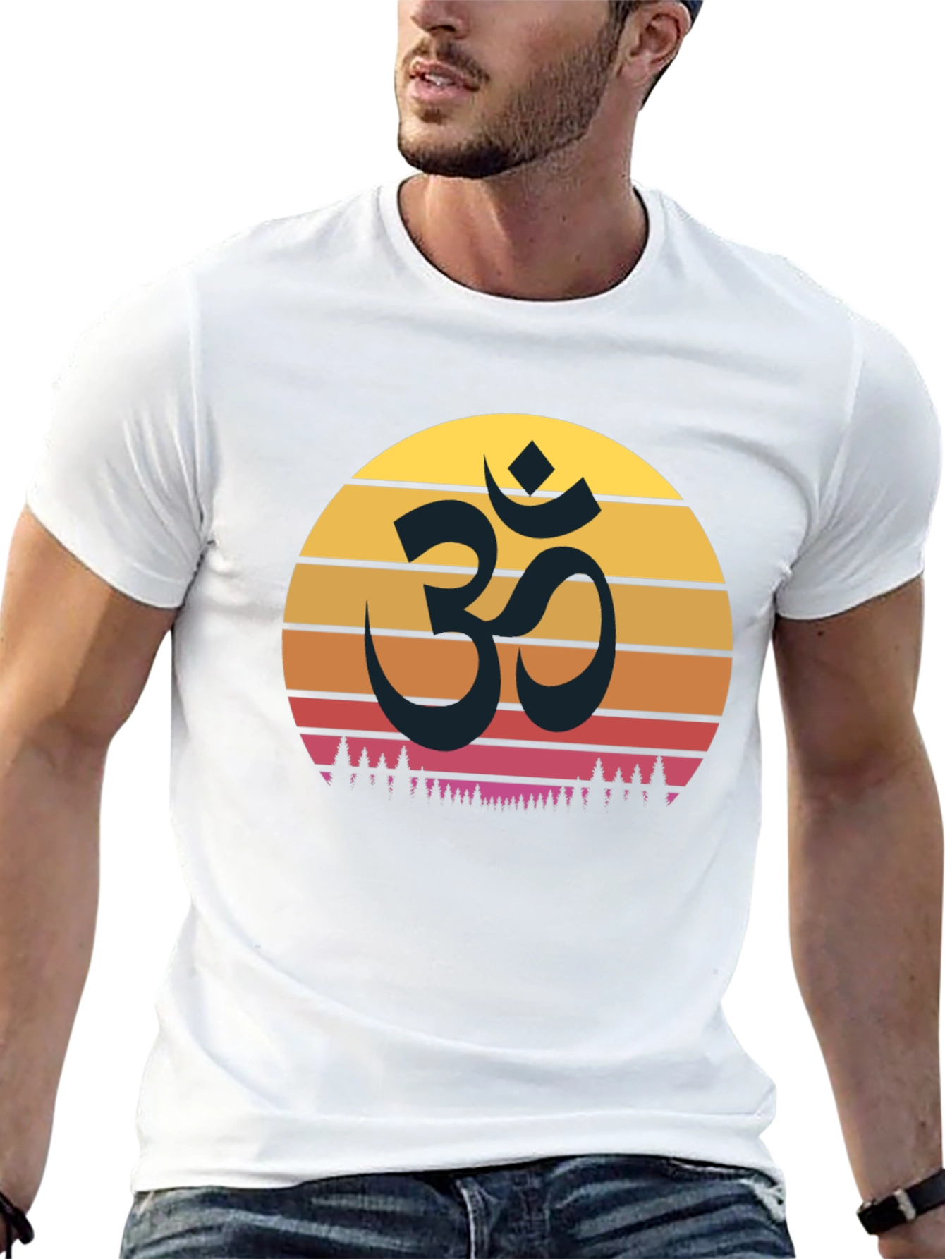 Black Om Sunset Graphic T-Shirt - Spiritual Comfort view 13