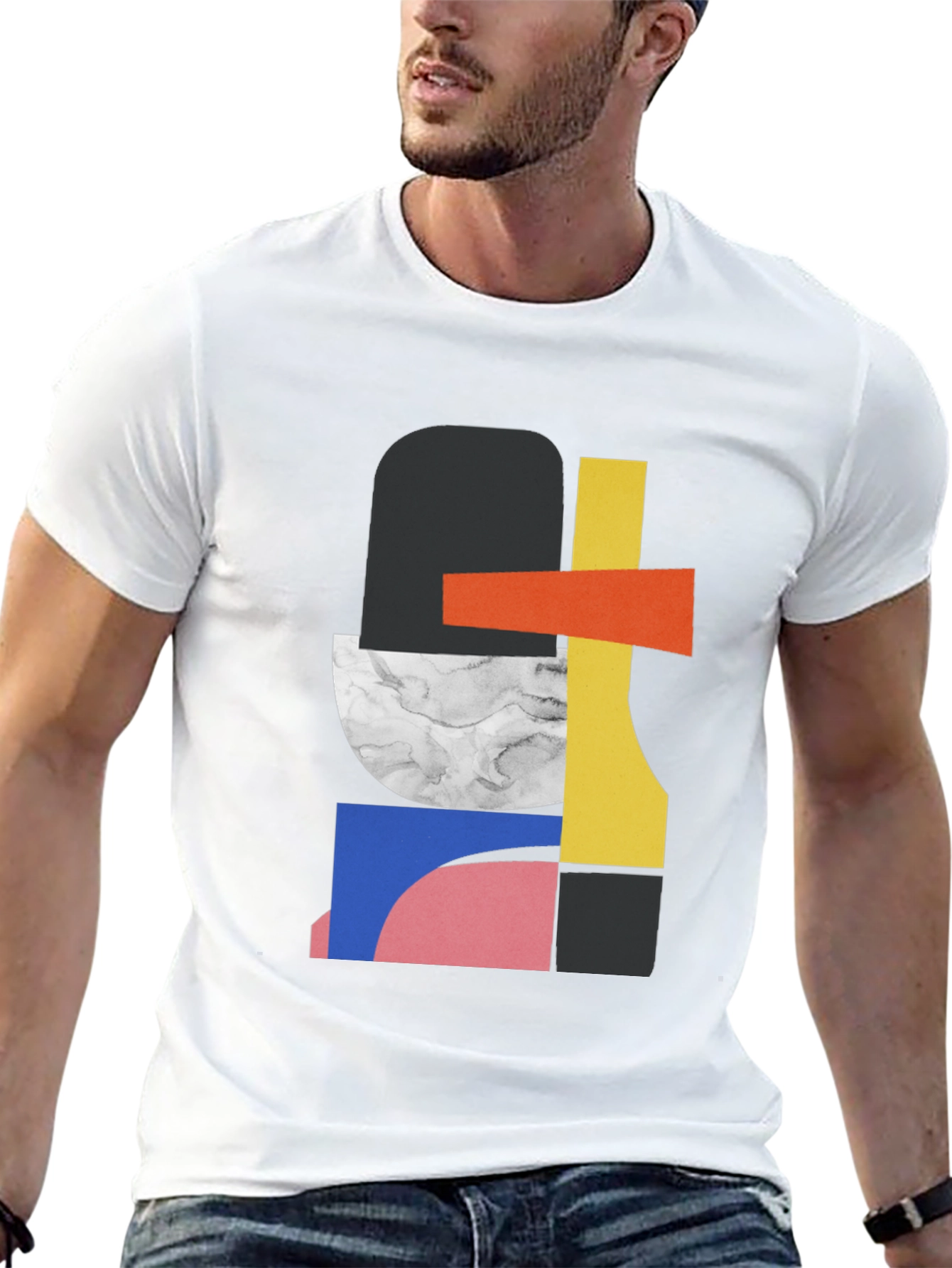 Black Abstract Geometric Graphic Tee - Modern Art Style view 13