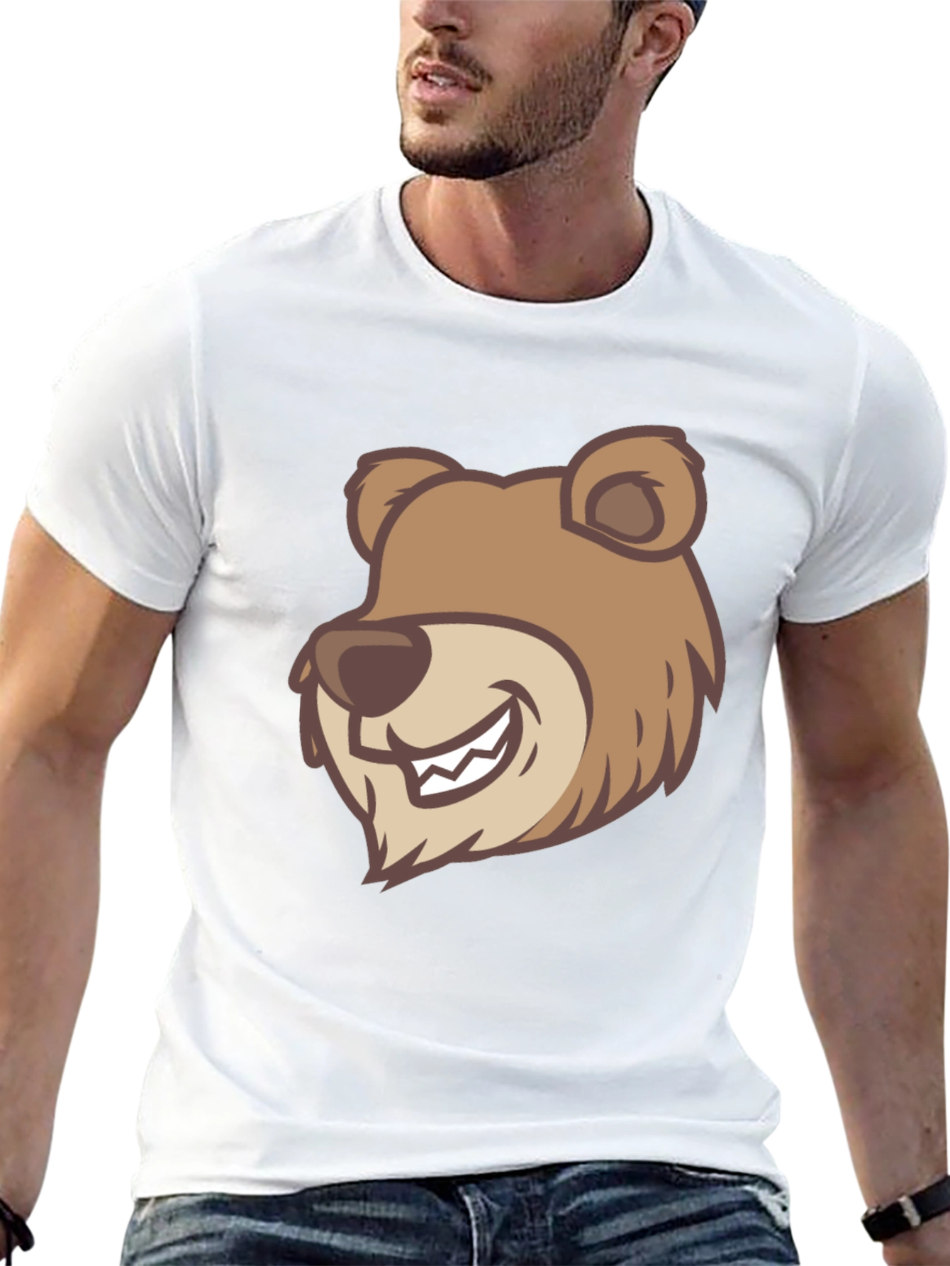 Black Cartoon Bear Graphic T-Shirt - Black view 13