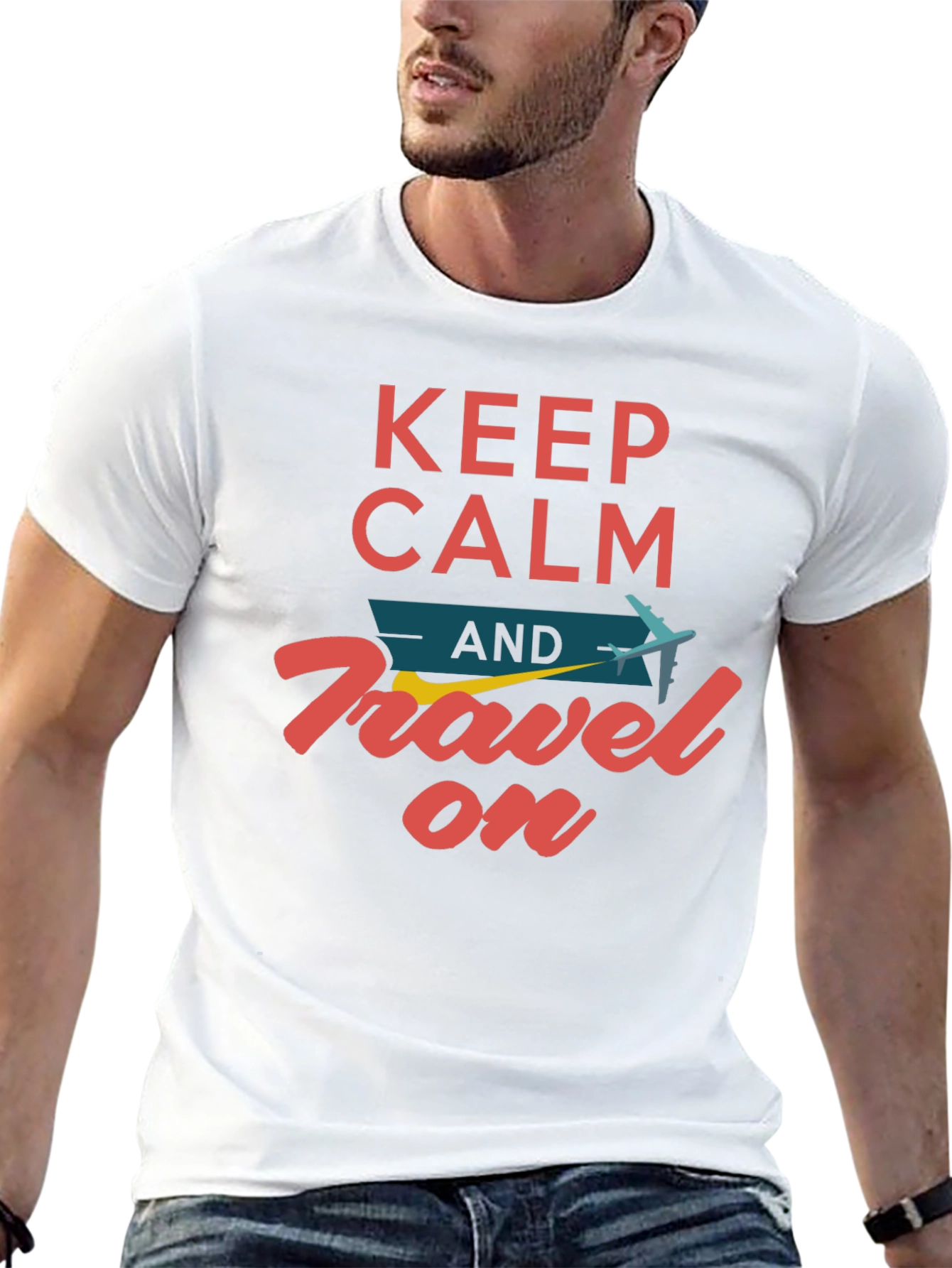 Black Keep Calm and Travel On T-Shirt view 13
