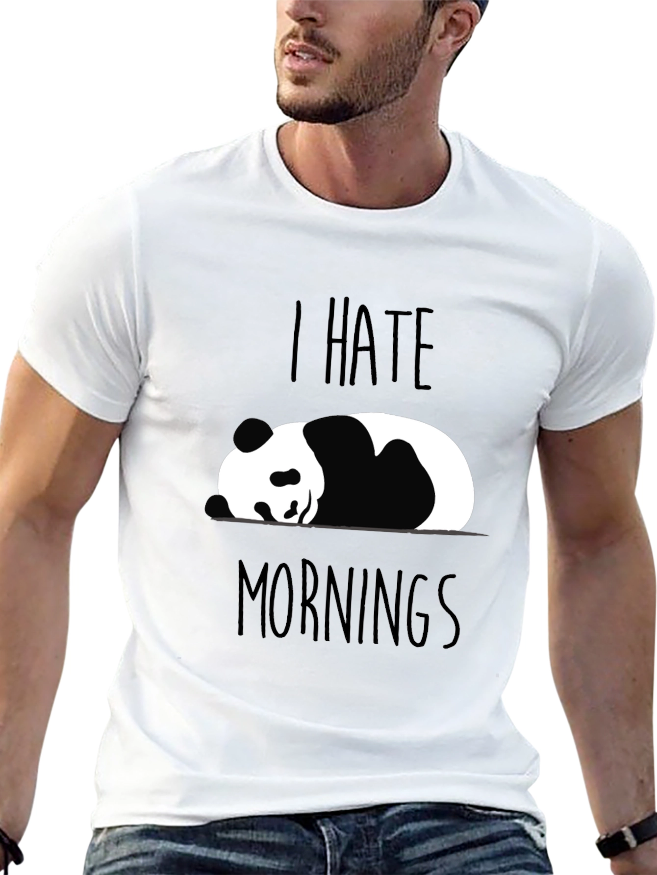 Black I Hate Mornings Panda T-Shirt Funny Novelty Tee view 13