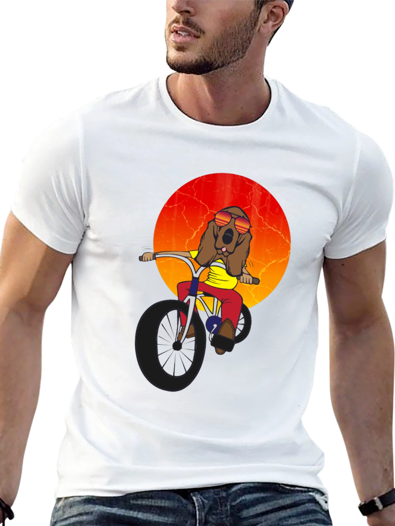 Black Dog on Bike Graphic Tee view 13