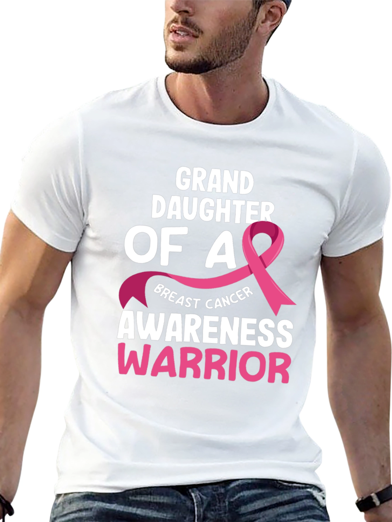 Black Granddaughter Breast Cancer Awareness Warrior T-Shirt view 13