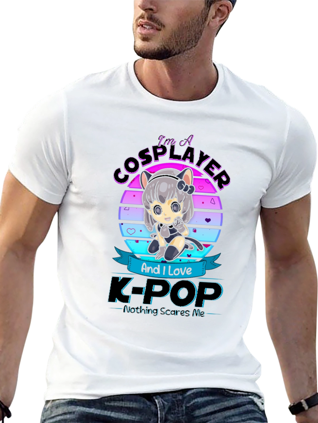 Black I'm A Cosplayer and Love K-Pop T-Shirt view 13