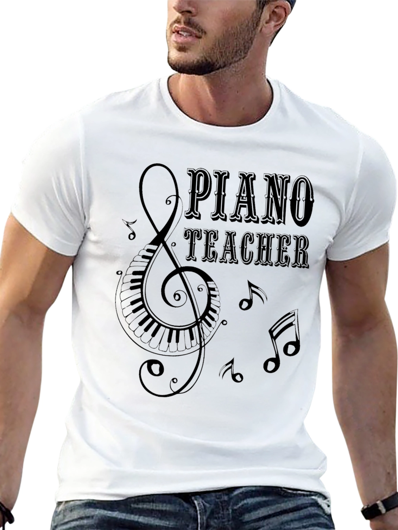 Black Piano Teacher Graphic Tee - Musical Instructor Shirt view 13
