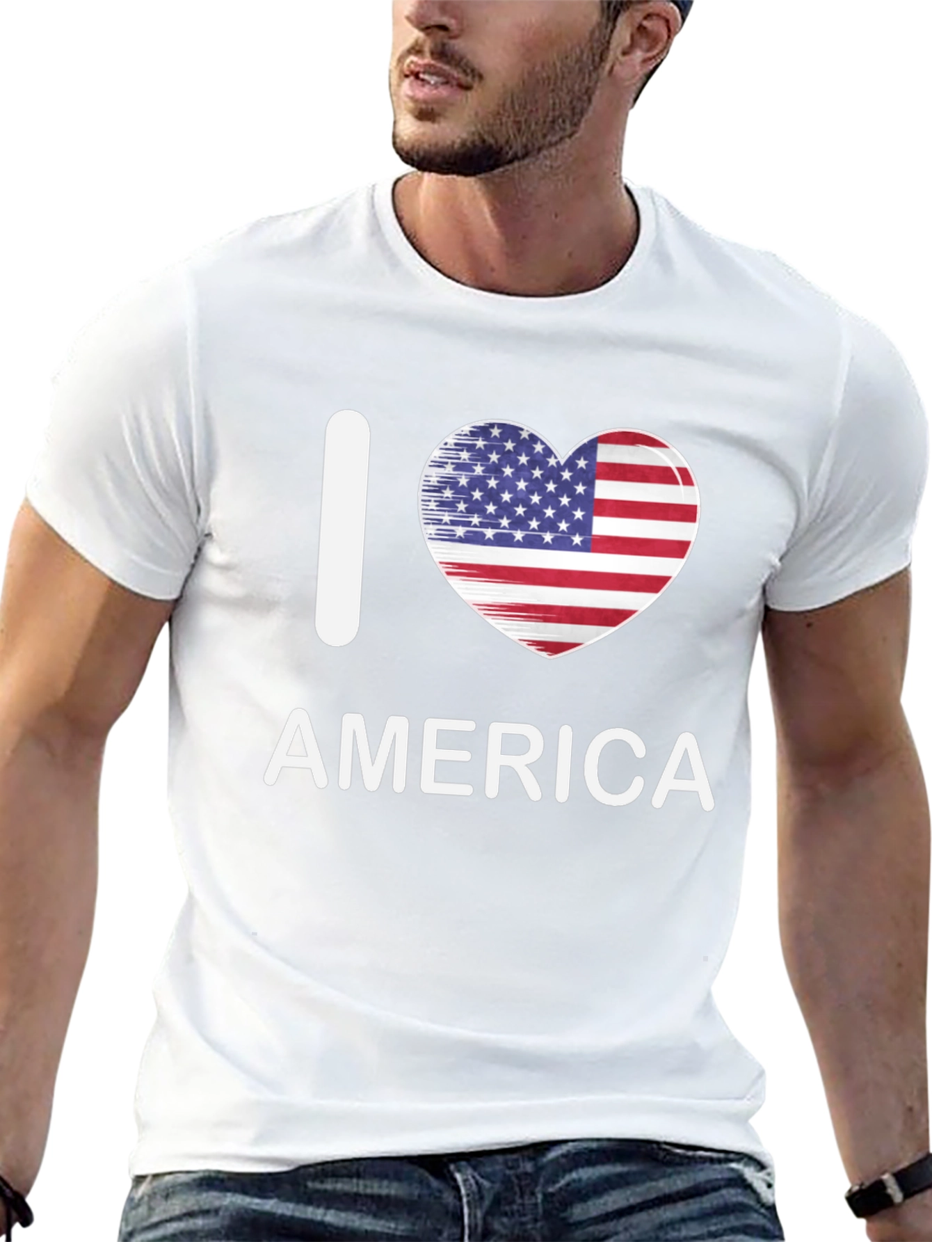 Black I Love America T-Shirt Patriotic Heart Tee view 13