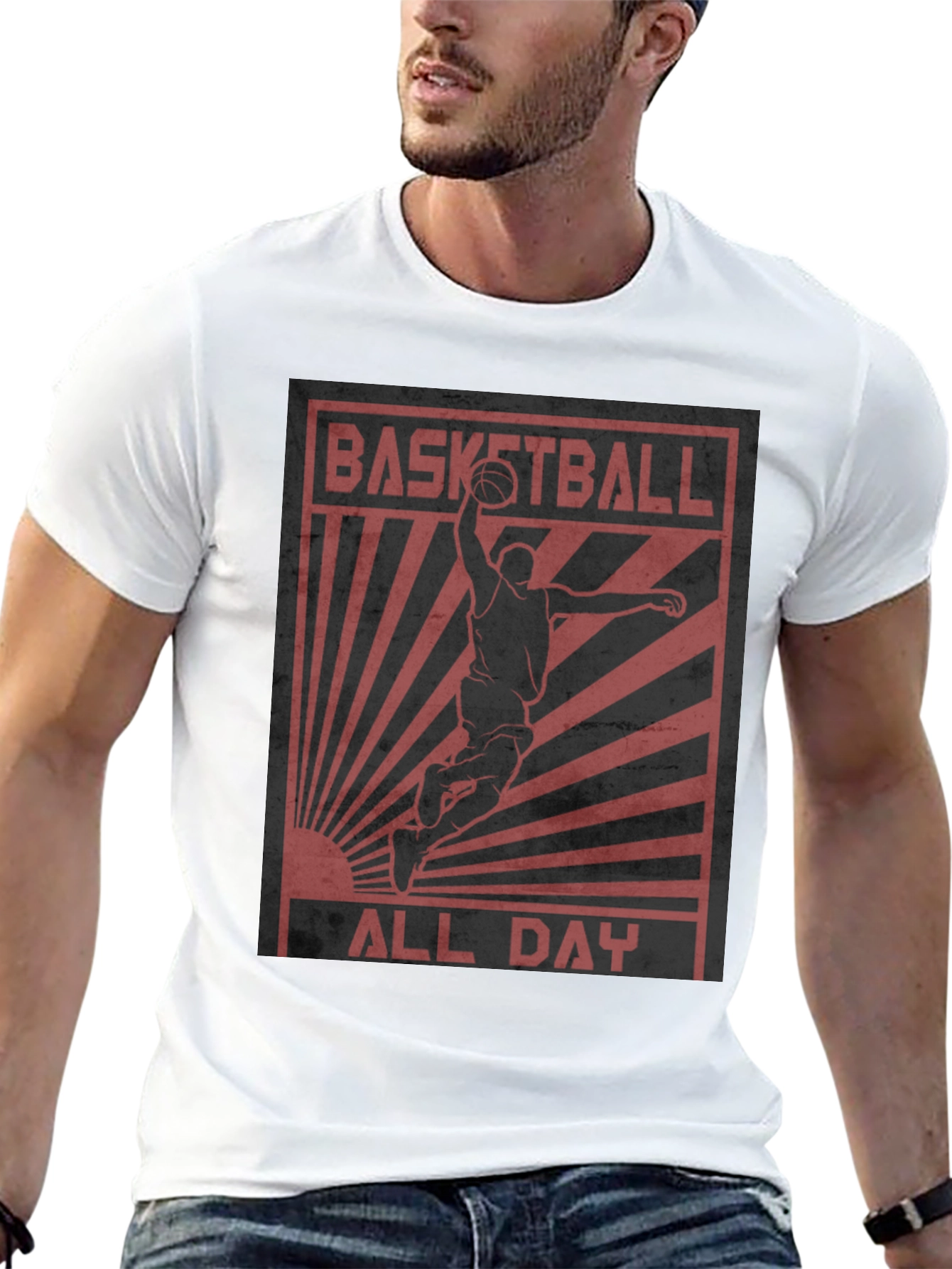 Black Basketball All Day Graphic Tee - Black Cotton T-Shirt view 13