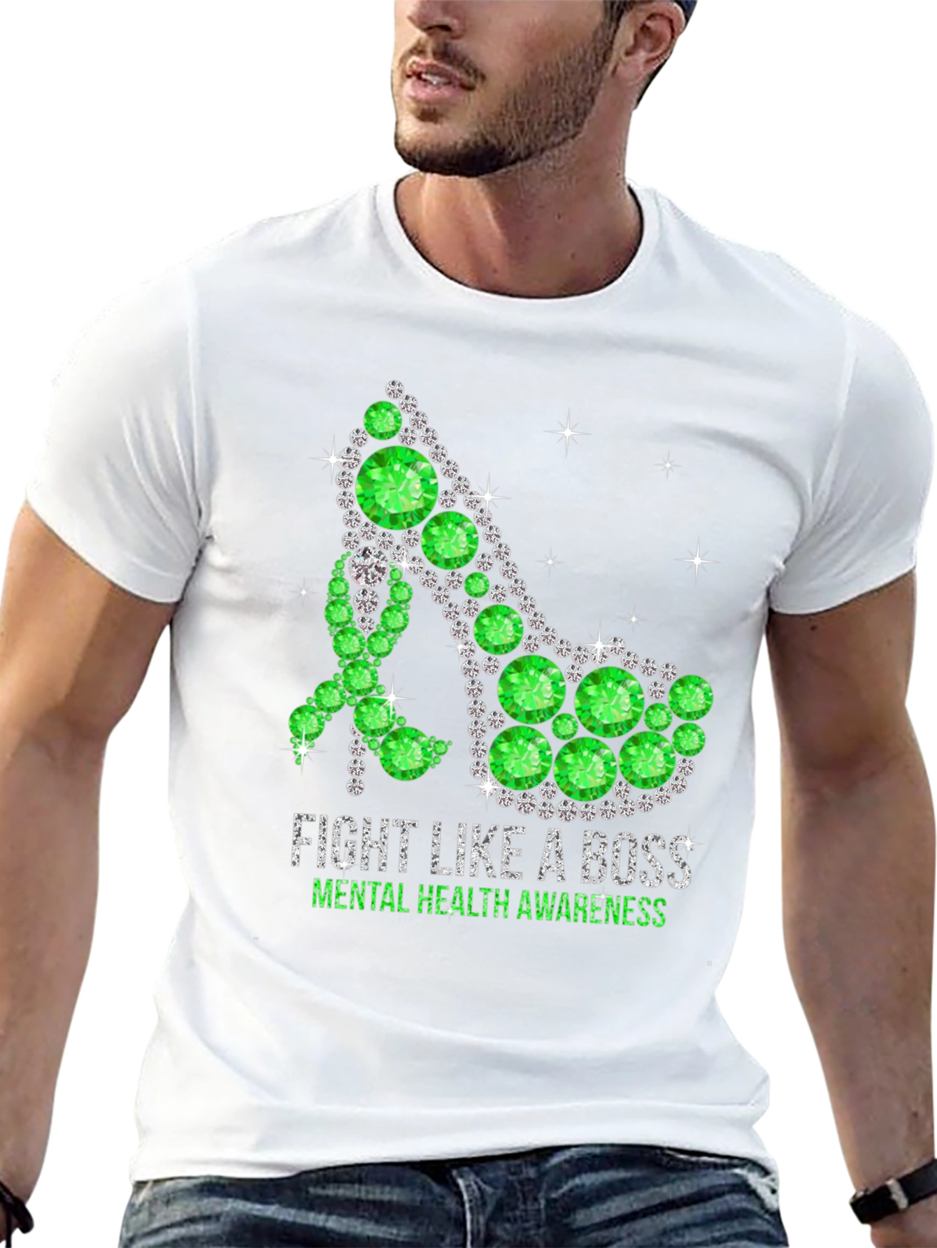 Black Fight Like A Boss Mental Health Awareness Shoe T-Shirt view 13