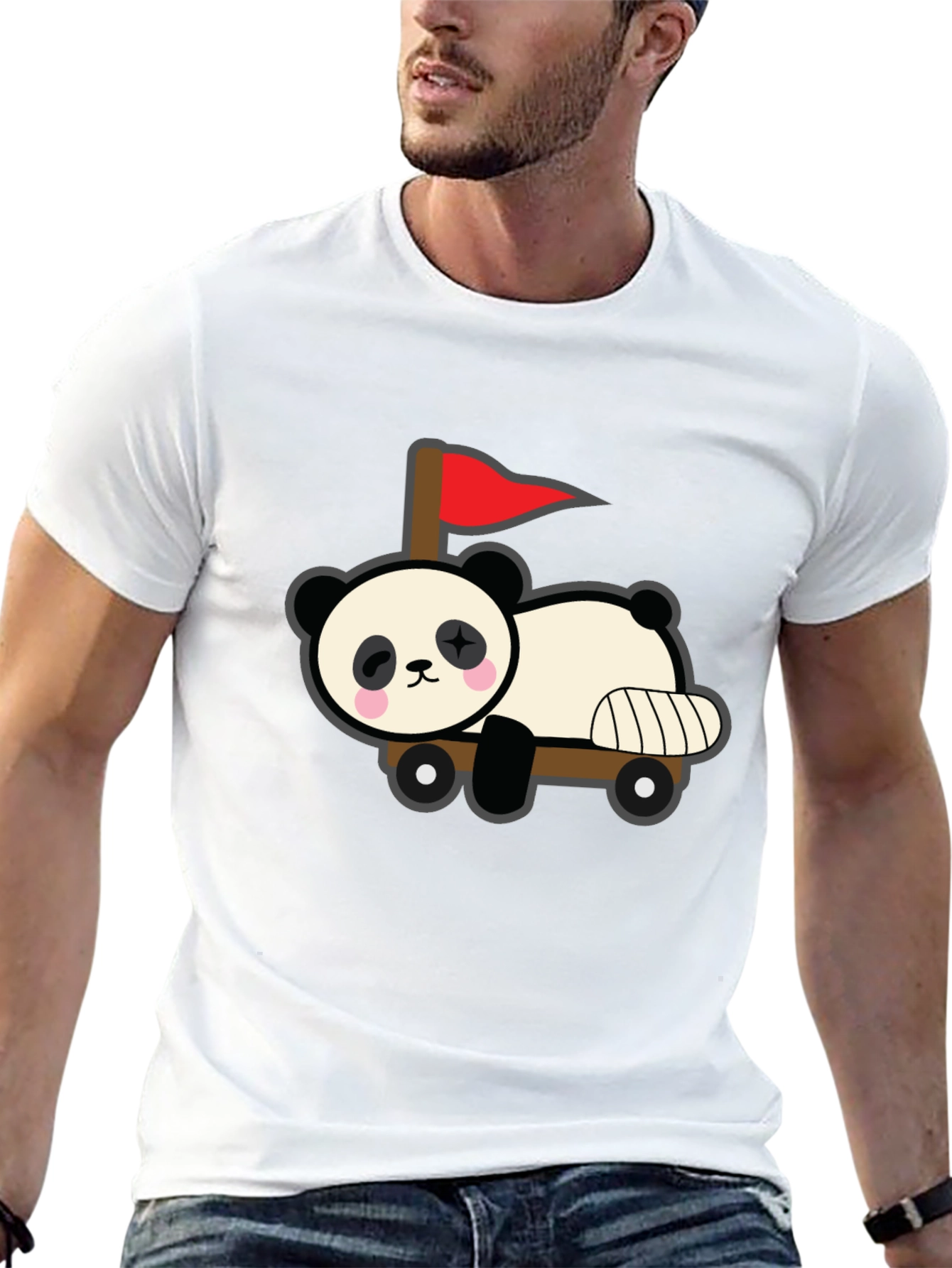 Black Cute Panda Car T-Shirt - Black view 13