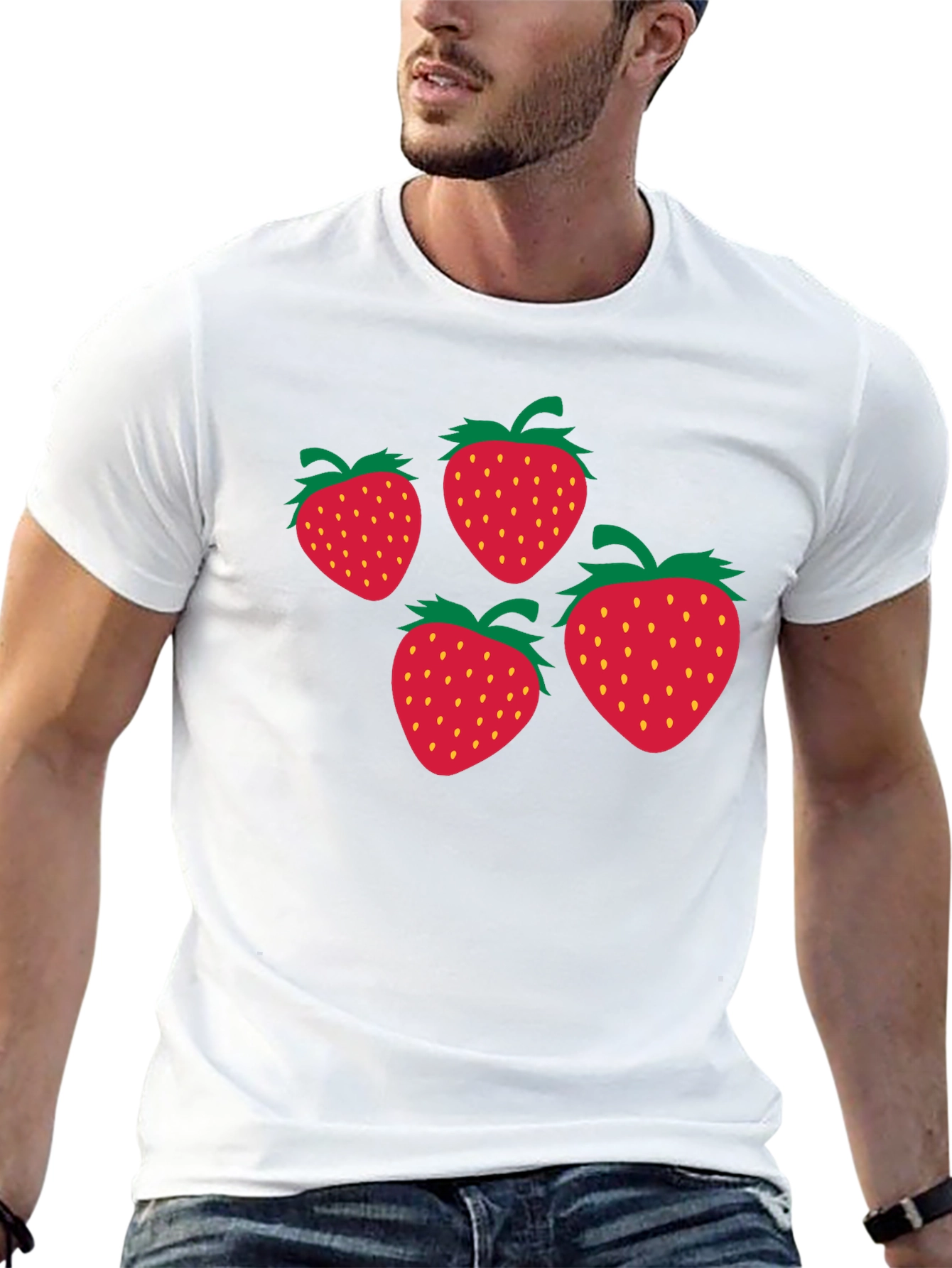 Black Strawberry Print Black T-Shirt view 13