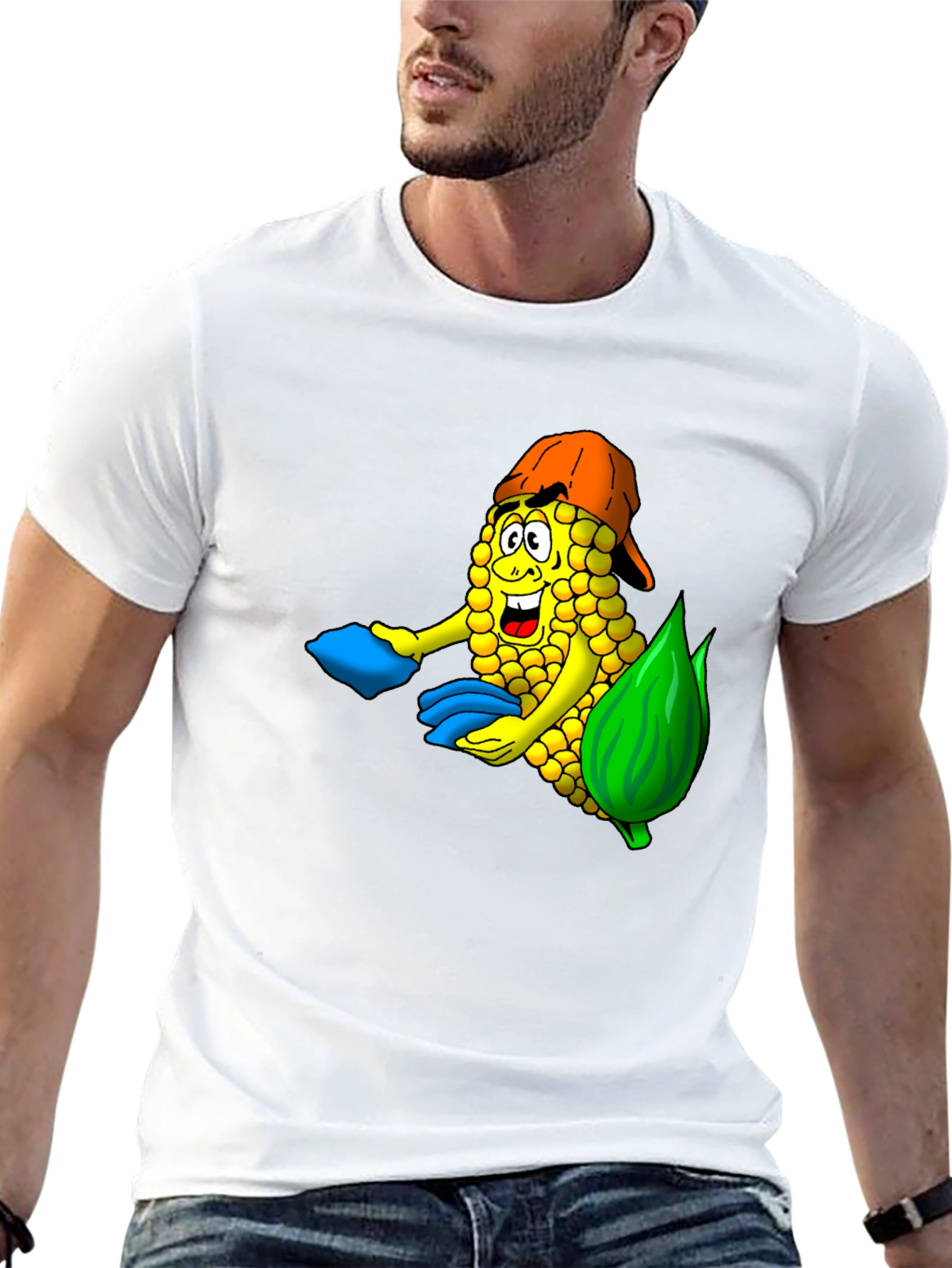 Black Corn Cob Cartoon T-Shirt view 13