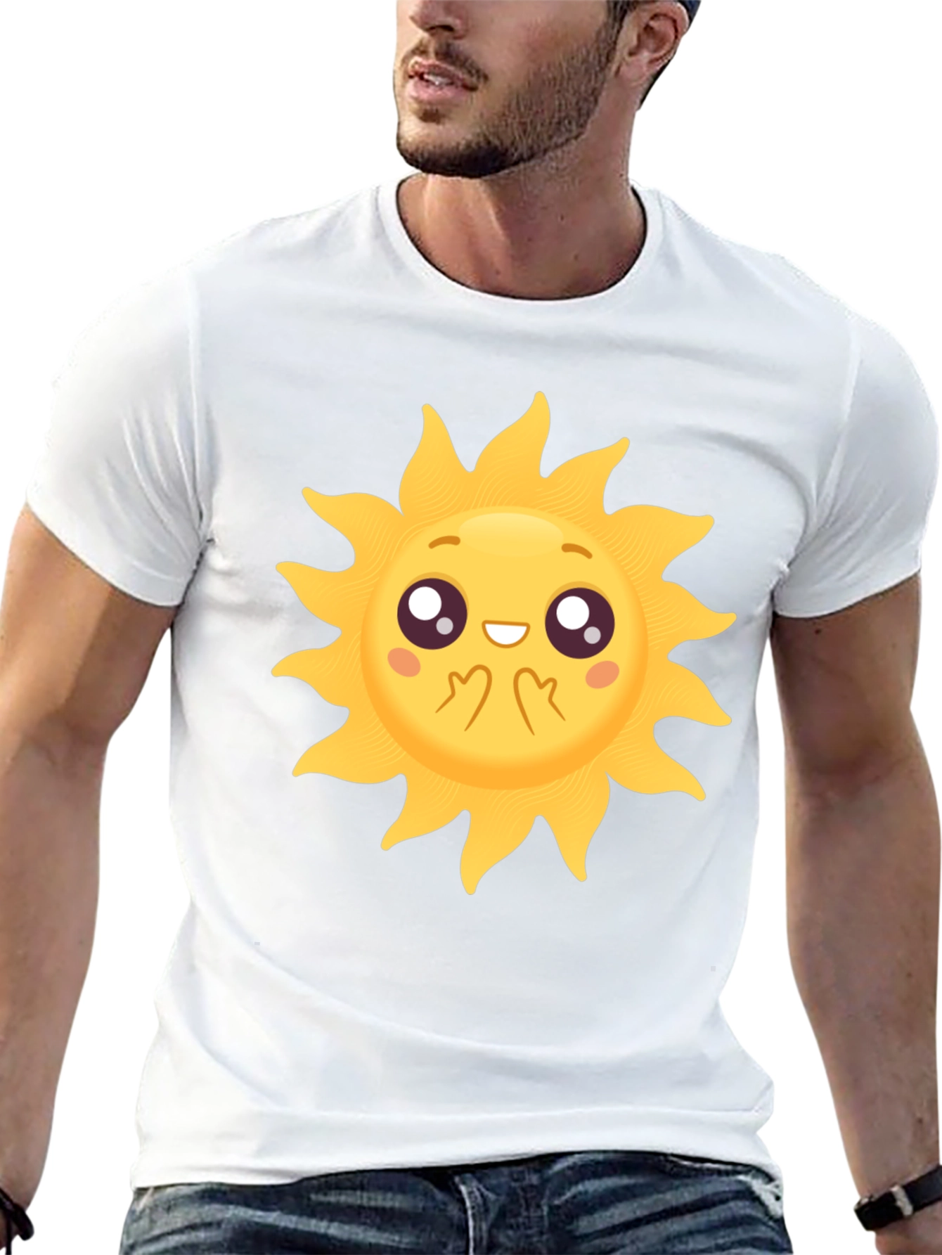 Black Cute Sun Graphic Black T-Shirt view 13