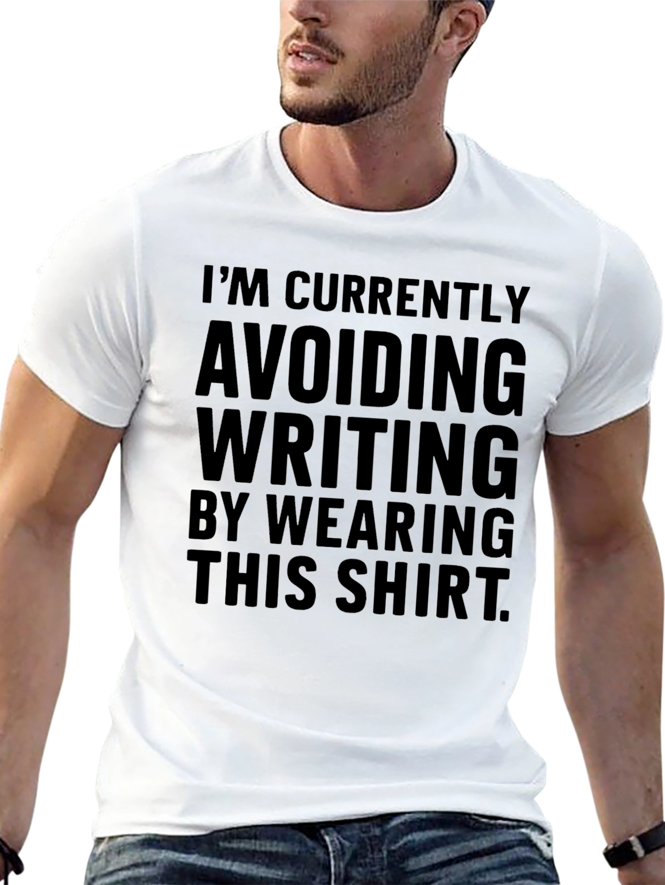 Black Avoiding Writing T-Shirt - Funny Sarcastic Tee view 13