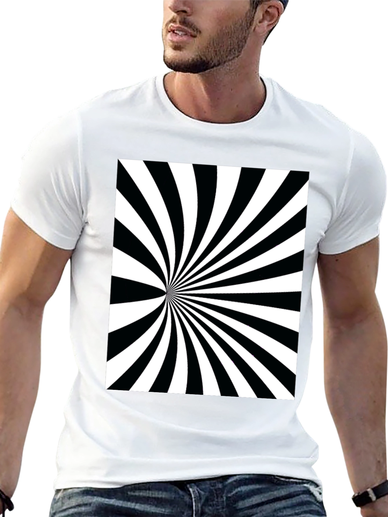 Black Hypnotic Black & White Swirl Tee view 13