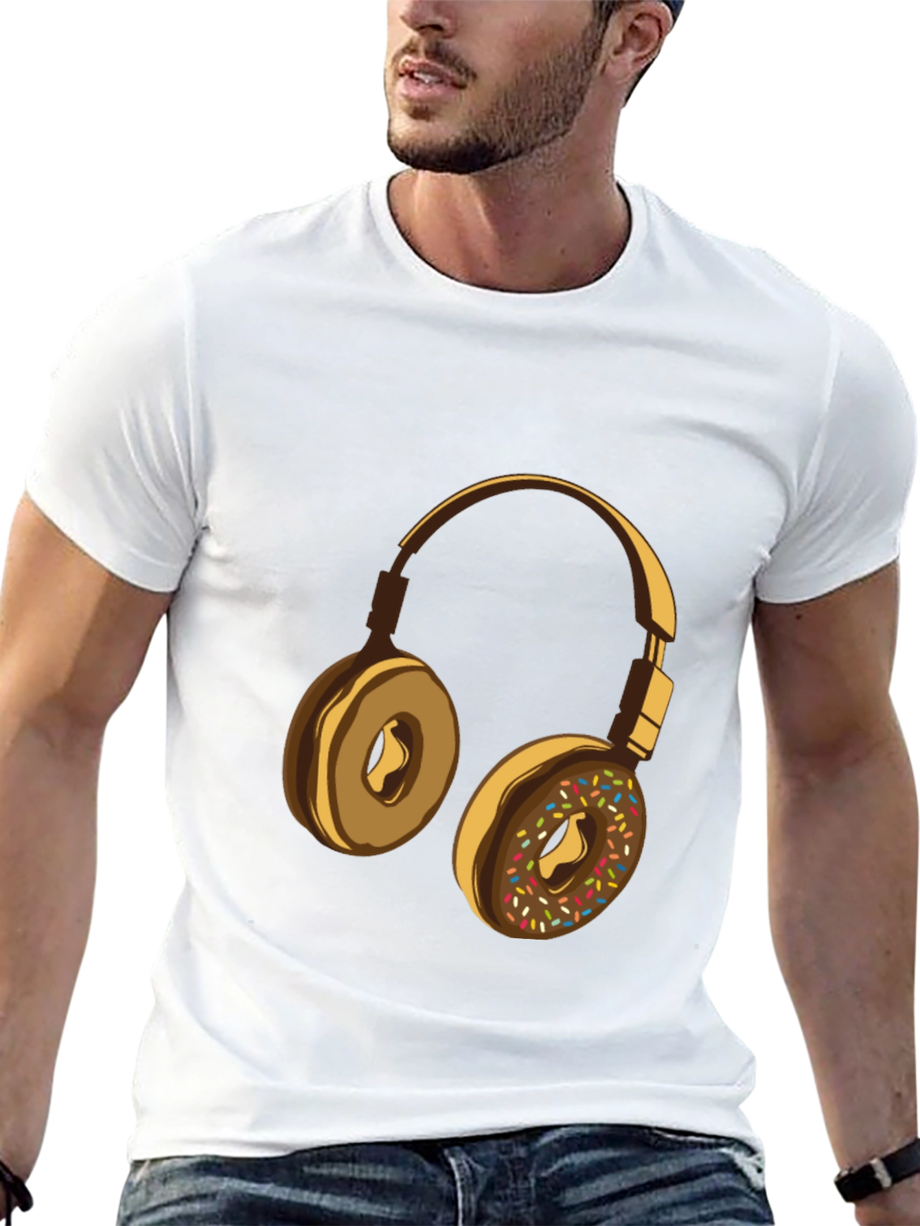 Black Donut Headphone Graphic Tee view 13