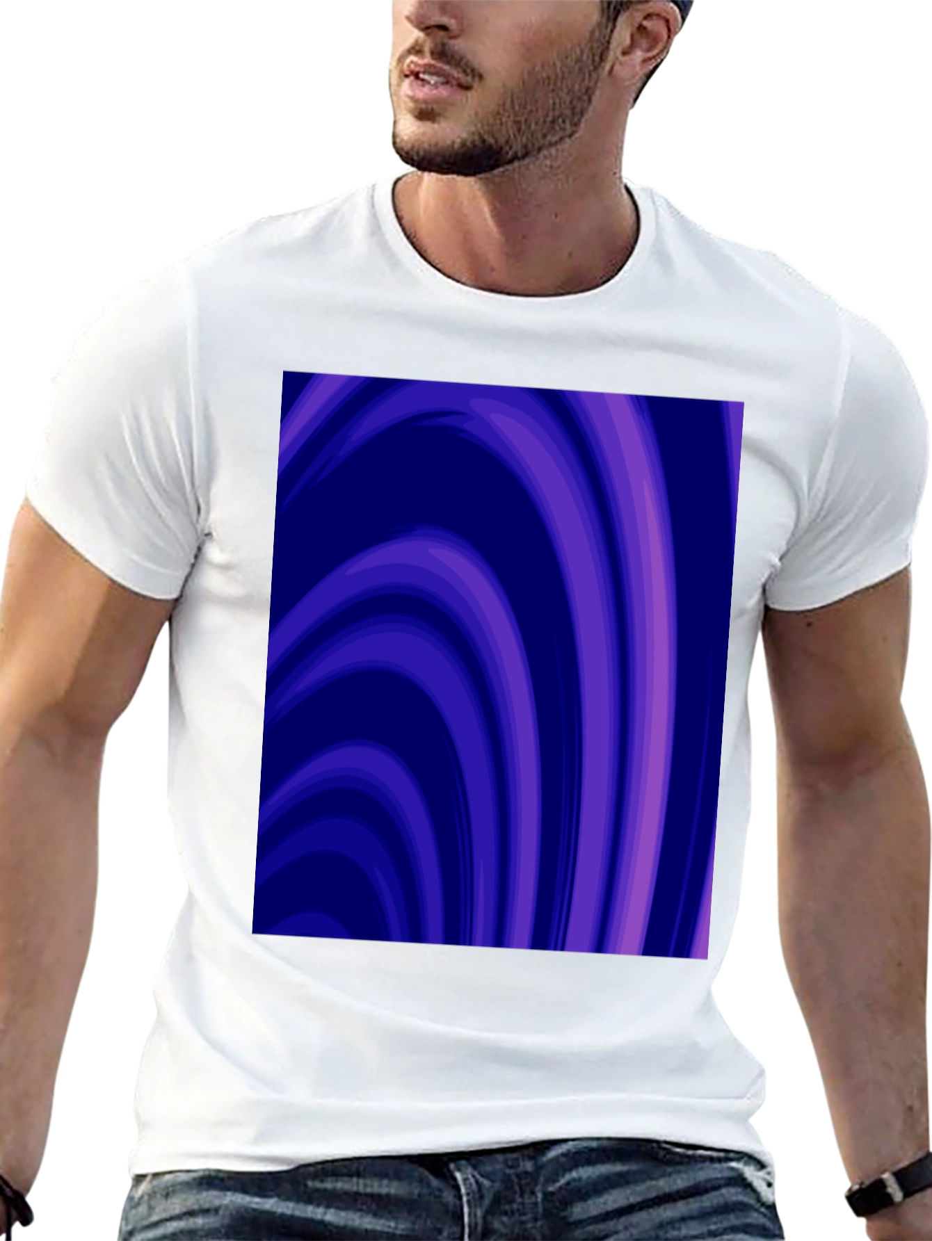 Black Abstract Purple Swirl Graphic Tee view 13