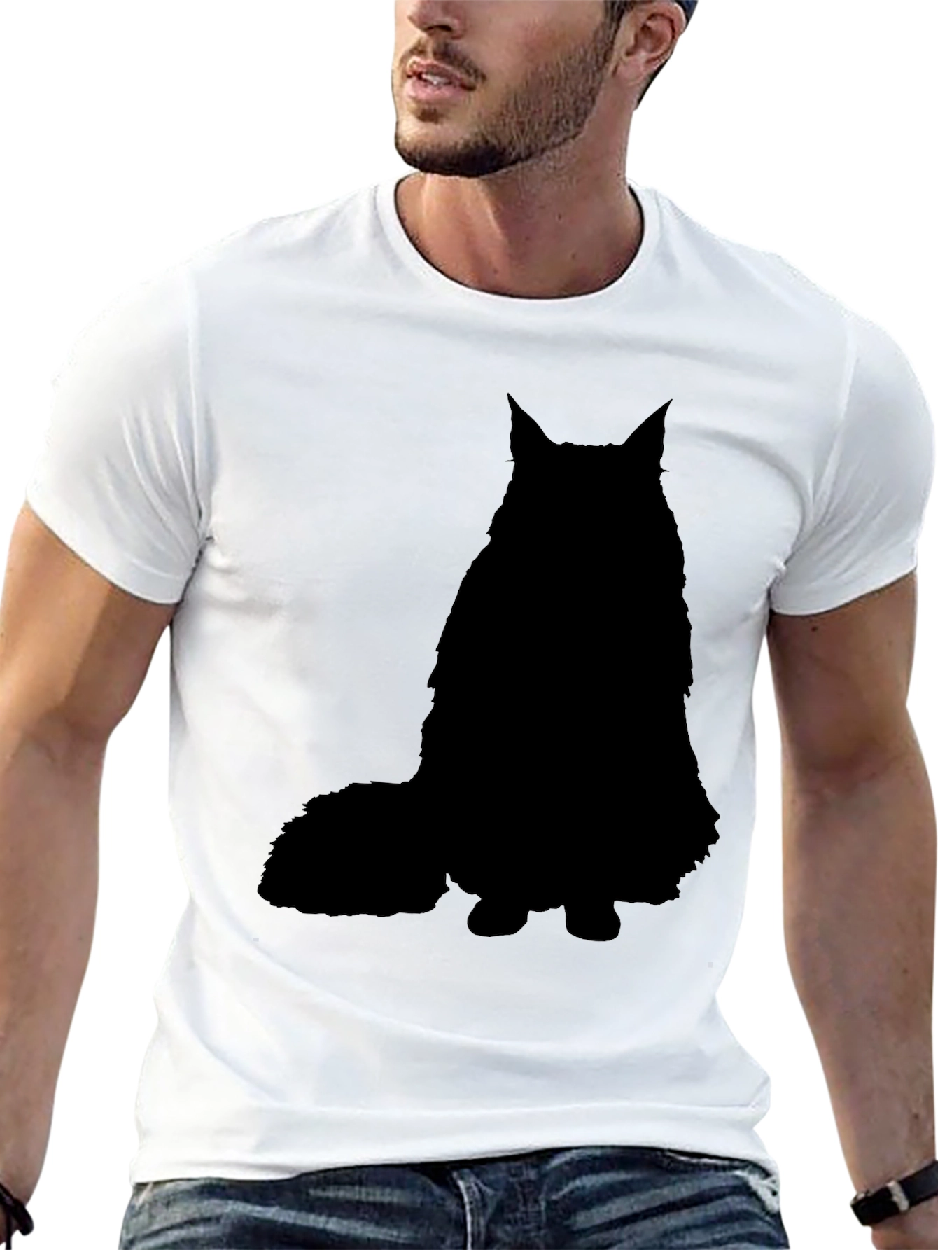 Black Black Cat Silhouette Graphic T-Shirt view 13