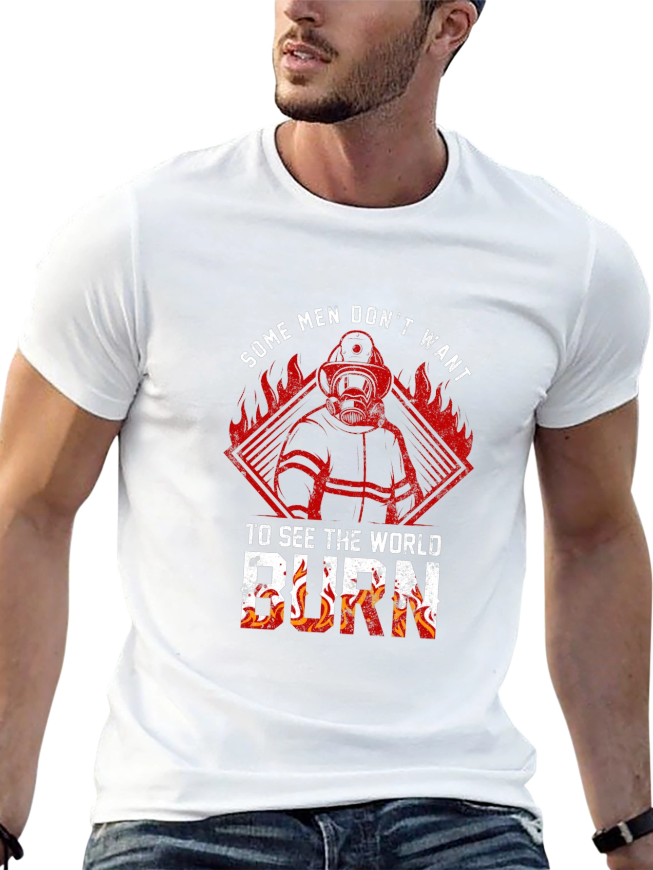 Black Firefighter Graphic Tee - Some Men Don't Want The World to Burn view 13