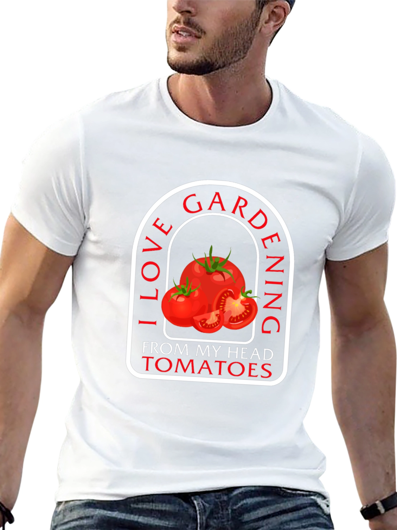 Black I Love Gardening From My Head Tomatoes Black T-Shirt view 13