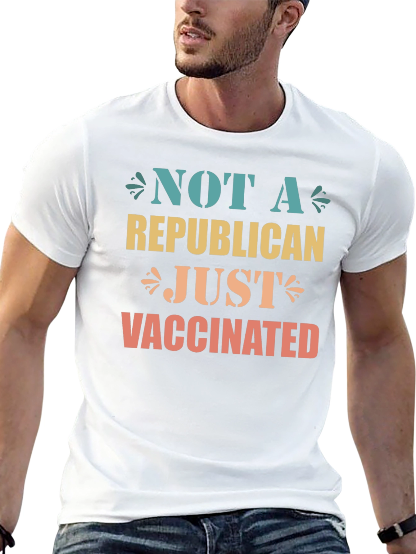 Black Not A Republican Just Vaccinated Graphic Tee view 13