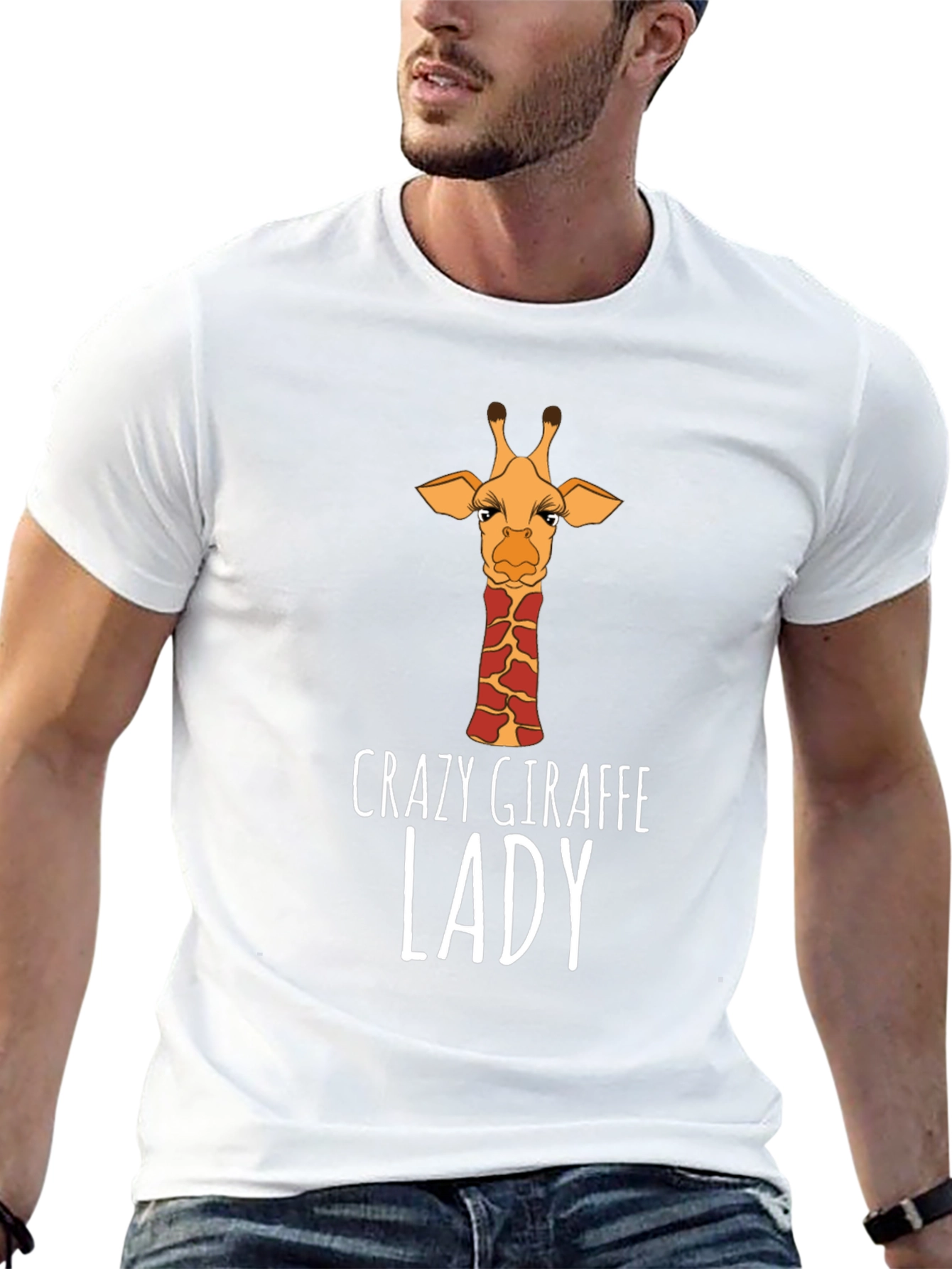 Black Crazy Giraffe Lady T-Shirt - Black view 13